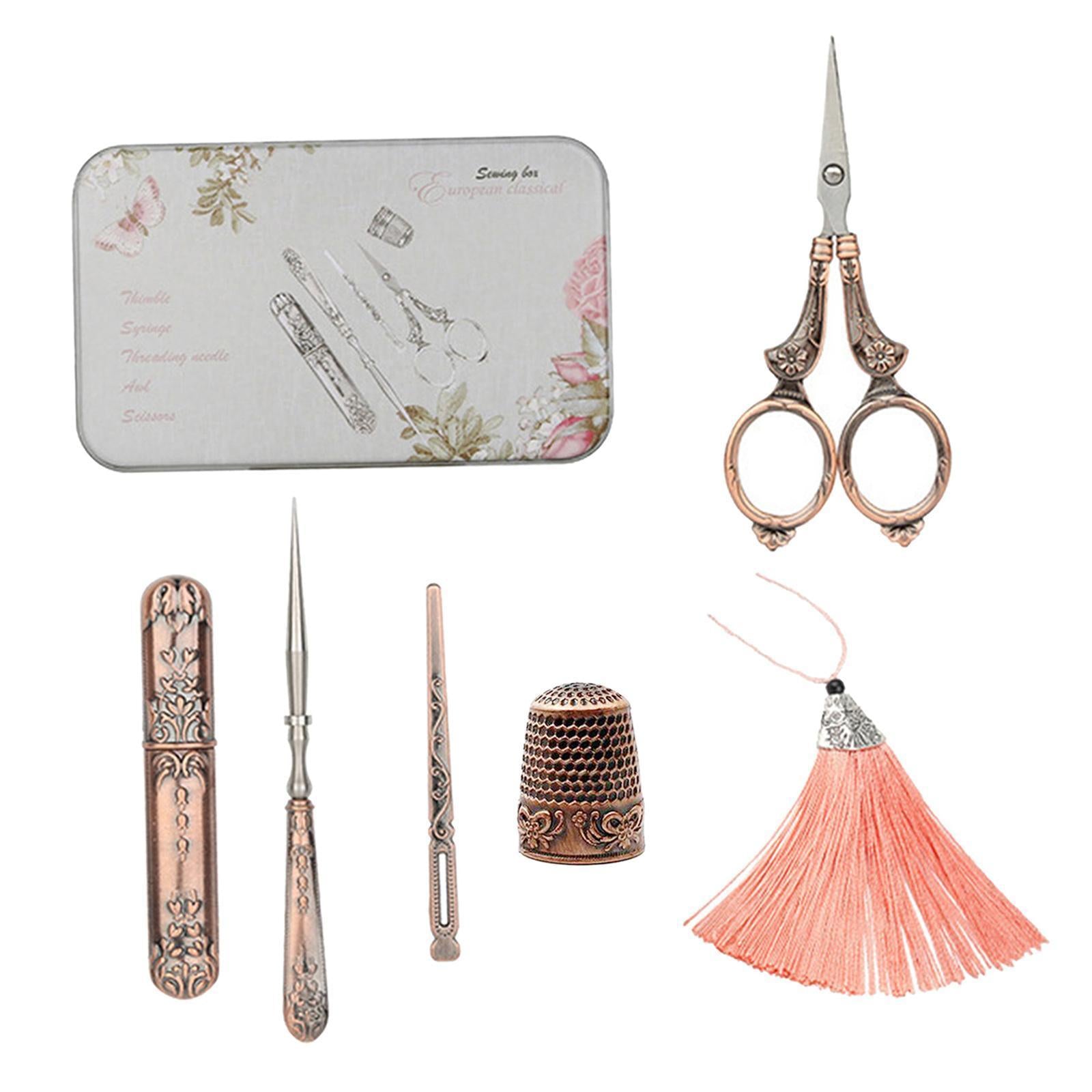 5Pcs European Vintage Embroidery Sewing Tools Kit Scissors Royal court