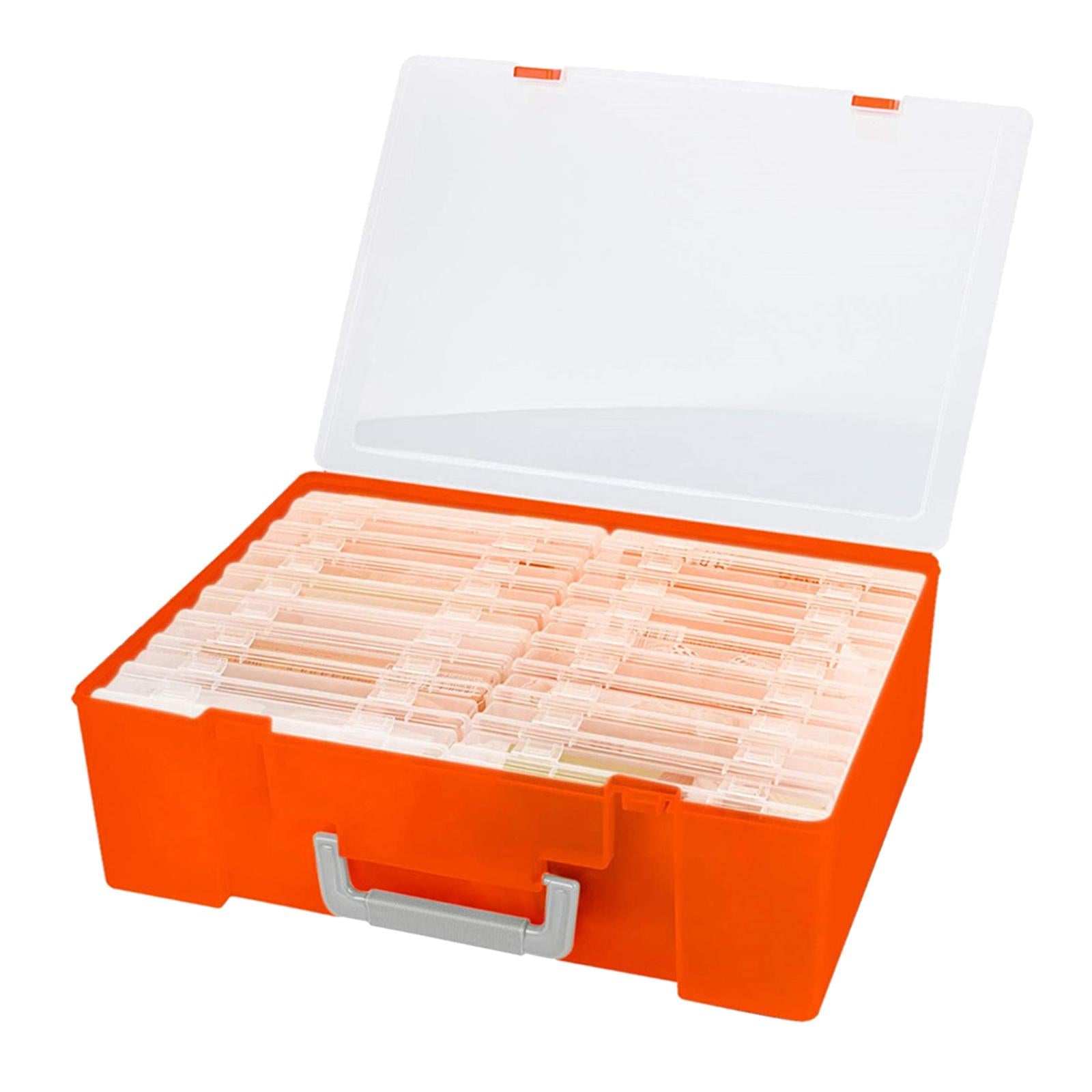 Photo Storage Box 4x6 Crafts Seeds Stickers Cards Case Container Orange"