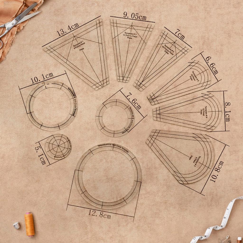 10pcs Regular Dresden Plate Template Patchwork Stencils Quilt Ruler DIY Tool