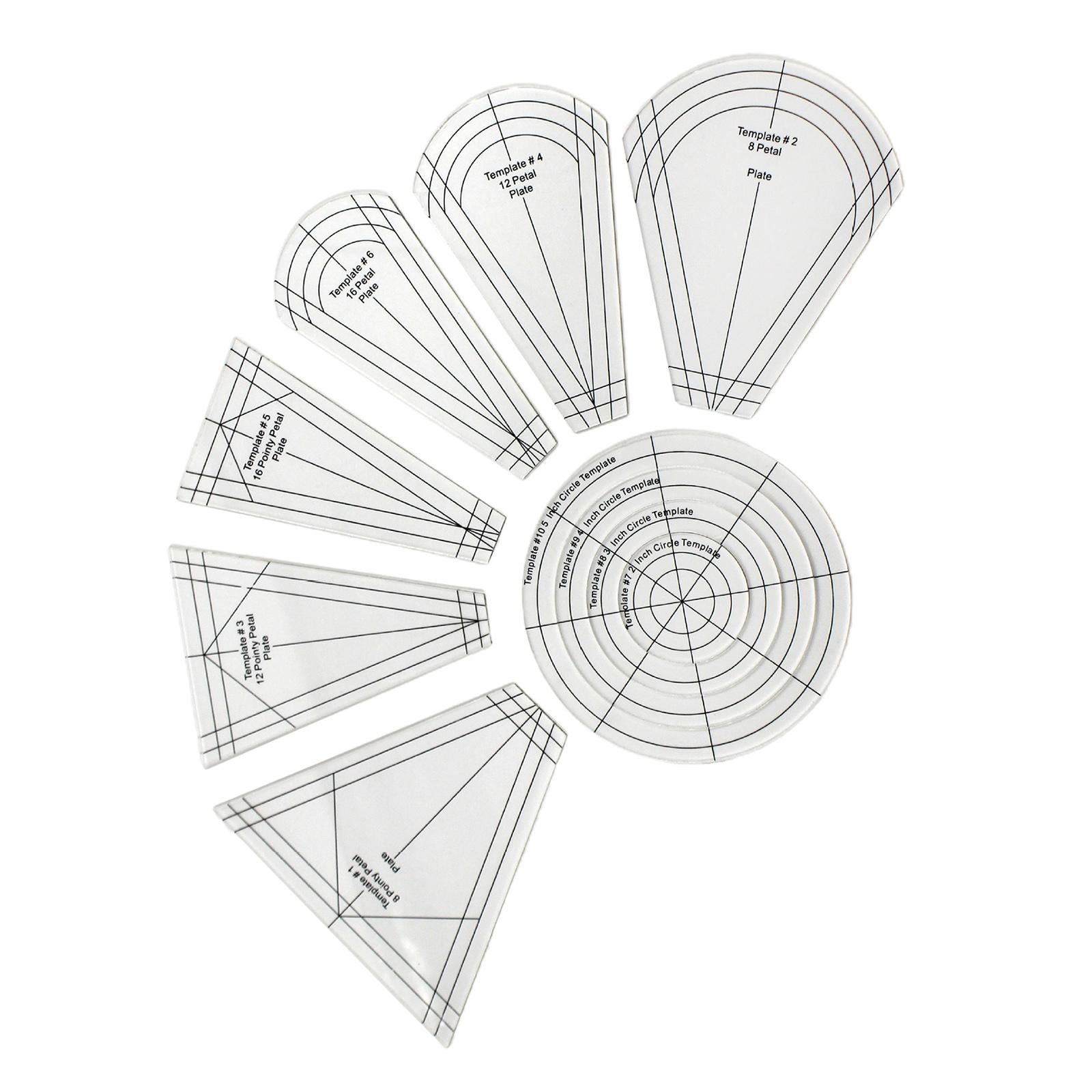 10pcs Regular Dresden Plate Template Patchwork Stencils Quilt Ruler DIY Tool
