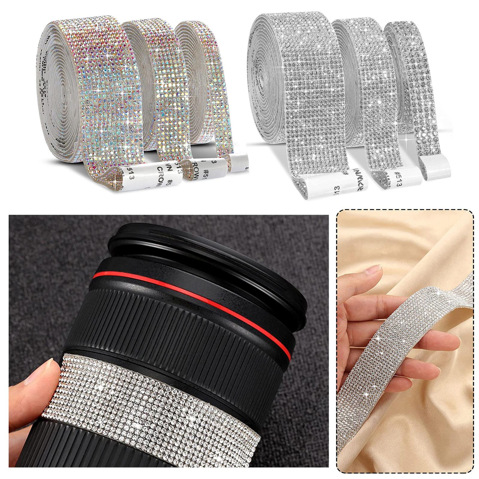 Self-Adhesive Crystal Rhinestone Diamond Ribbon DIY Sticker Silver 1.4cm