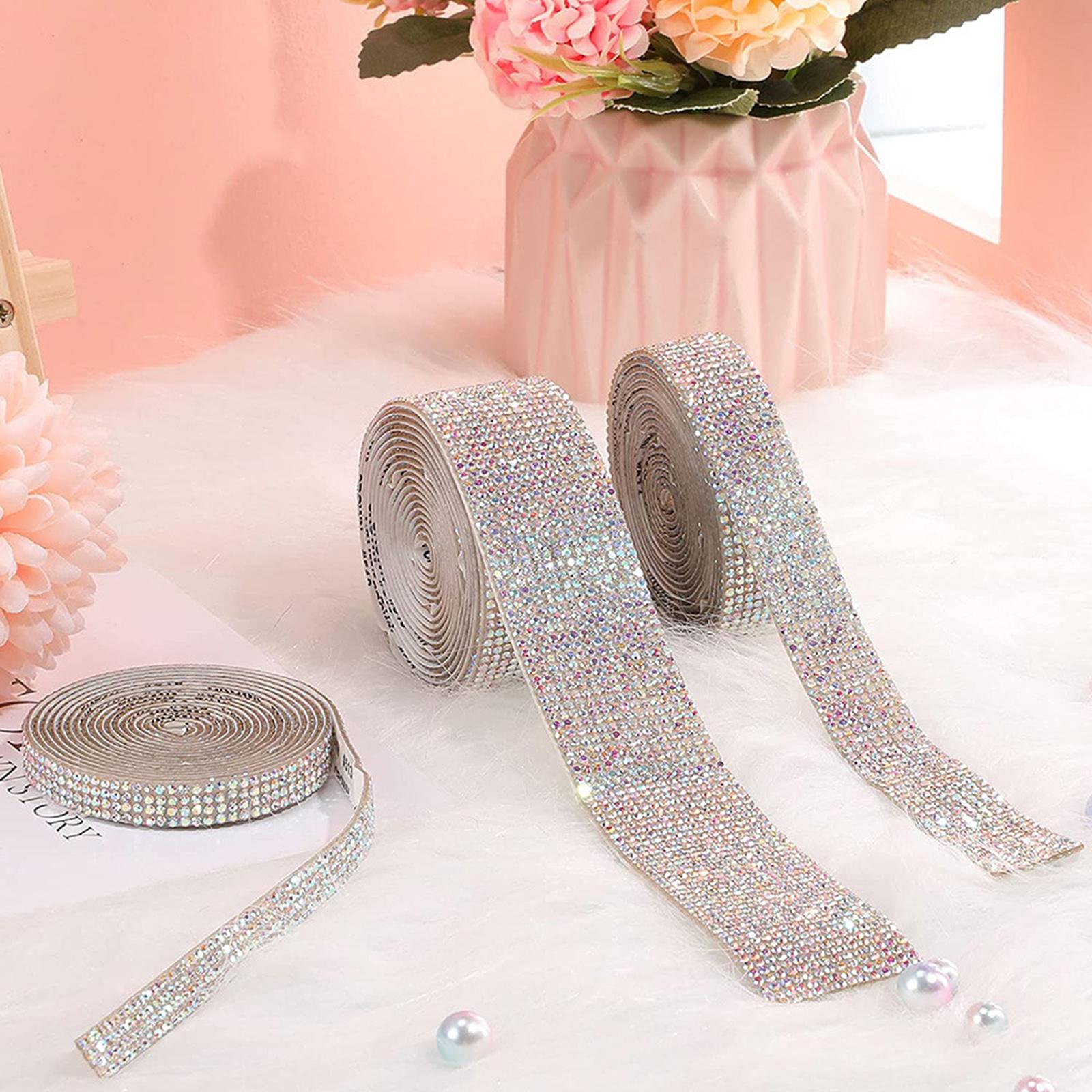 Self-Adhesive Crystal Rhinestone Diamond Ribbon DIY Sticker Multicolor 1.8cm