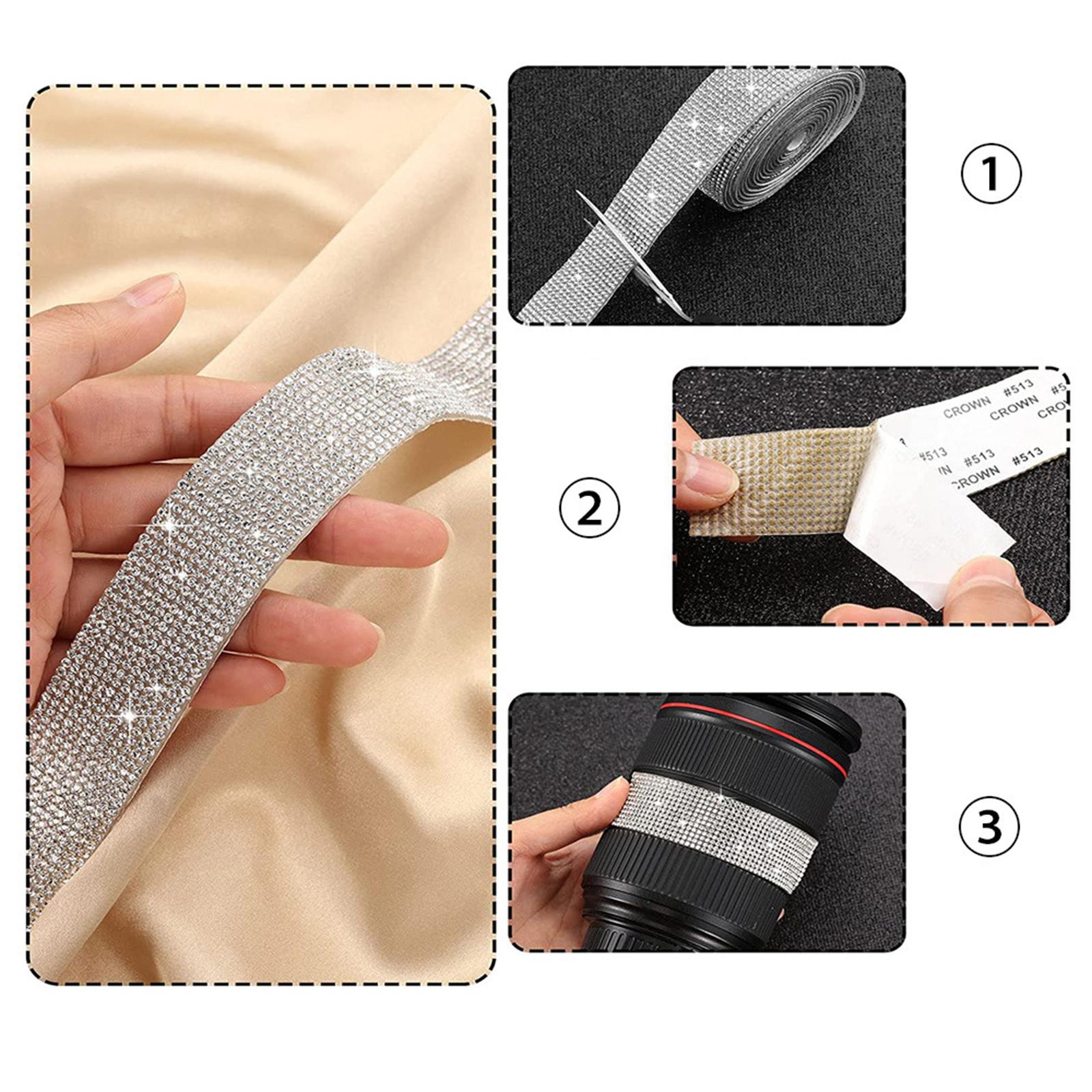 Self-Adhesive Crystal Rhinestone Diamond Ribbon DIY Sticker Multicolor 2.7cm