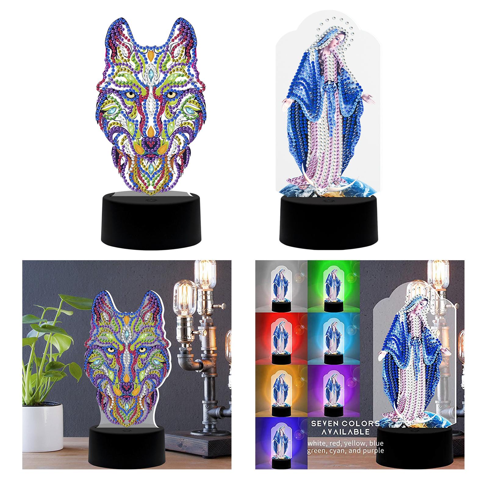 LED Diamond Painting Lamp 7Color Changing Night Light Home Decor 160x38x88mm