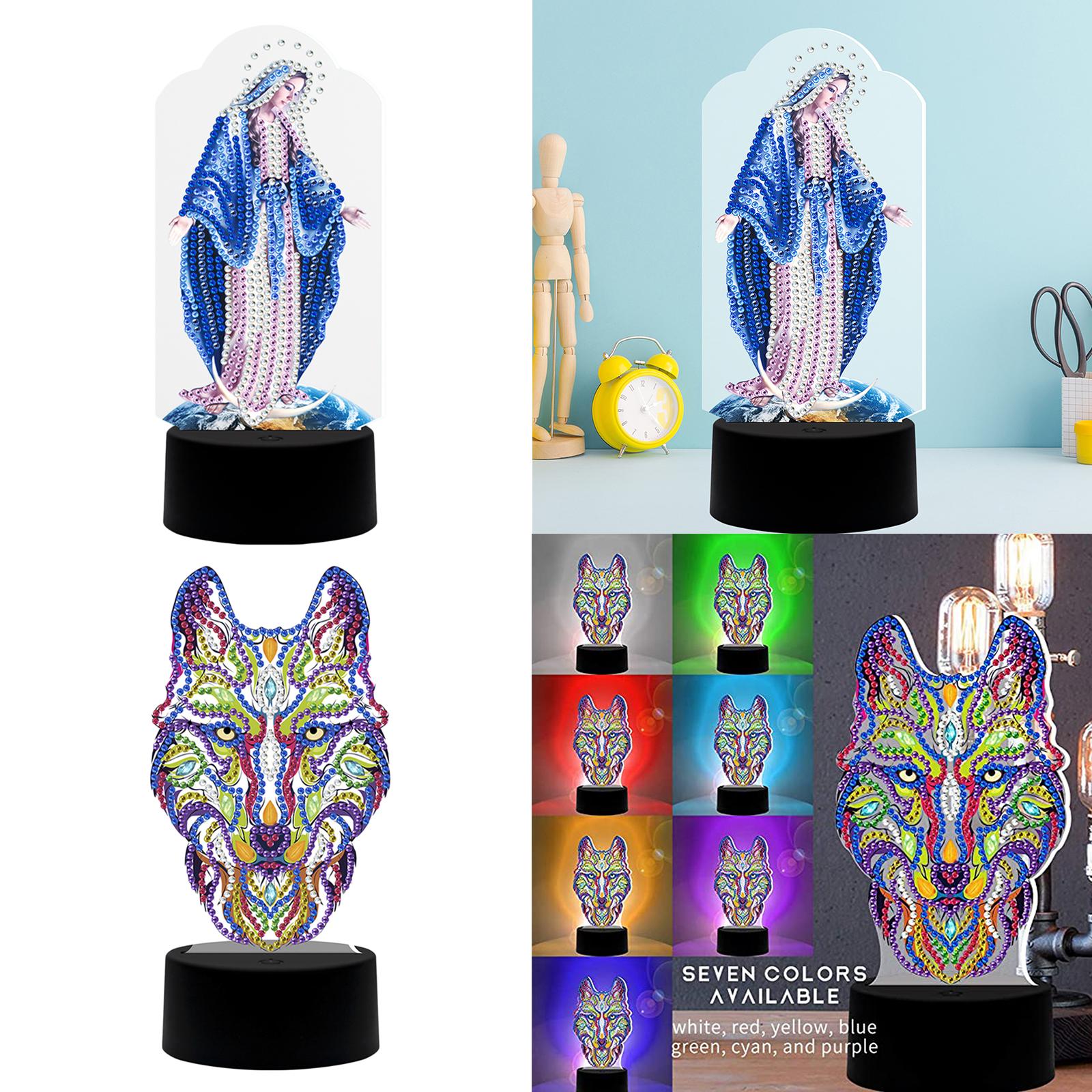 LED Diamond Painting Lamp 7Color Changing Night Light Home Decor 160x38x88mm