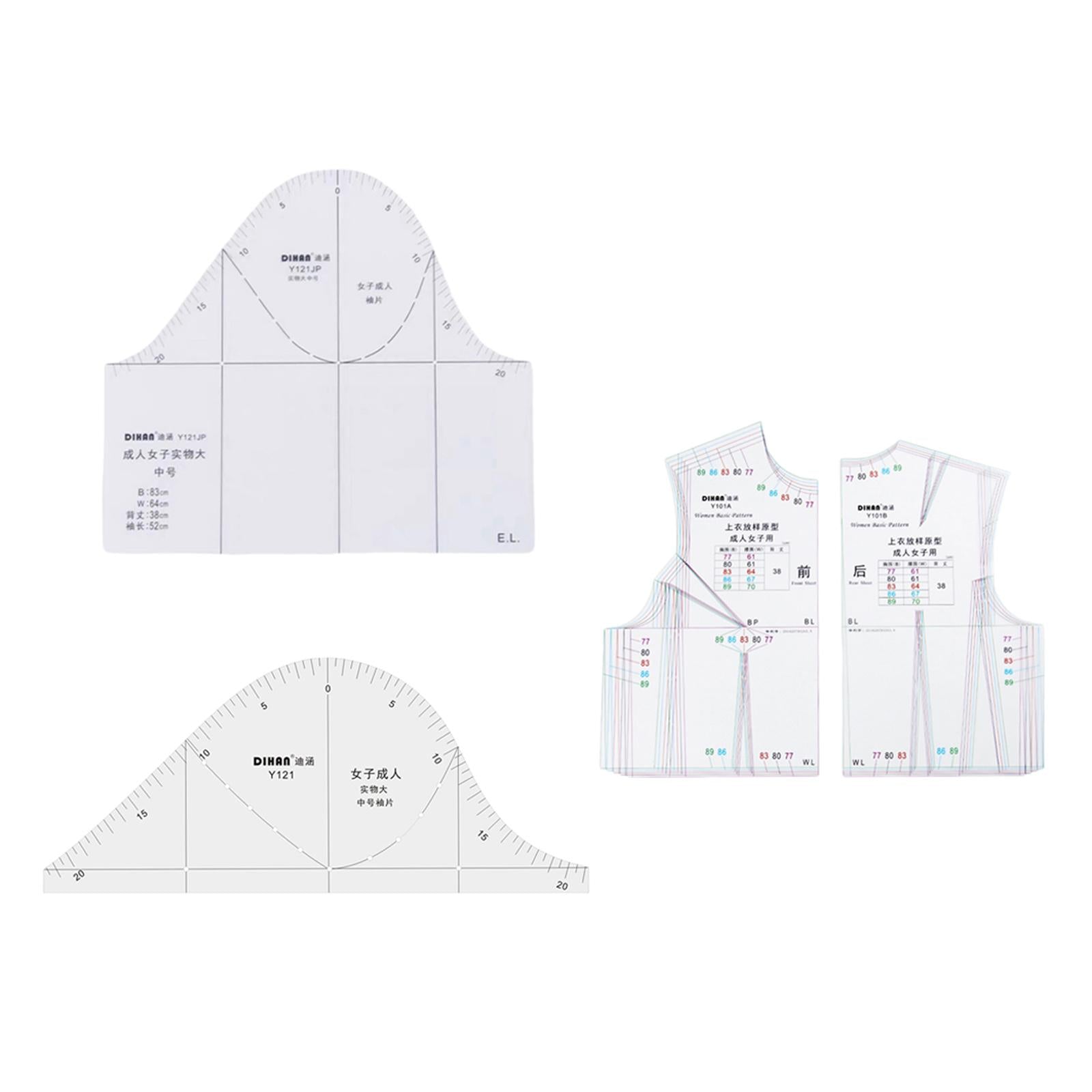 1:1 Cloth Design Ruler Full Scale Drawing Templete Women Clothing Set