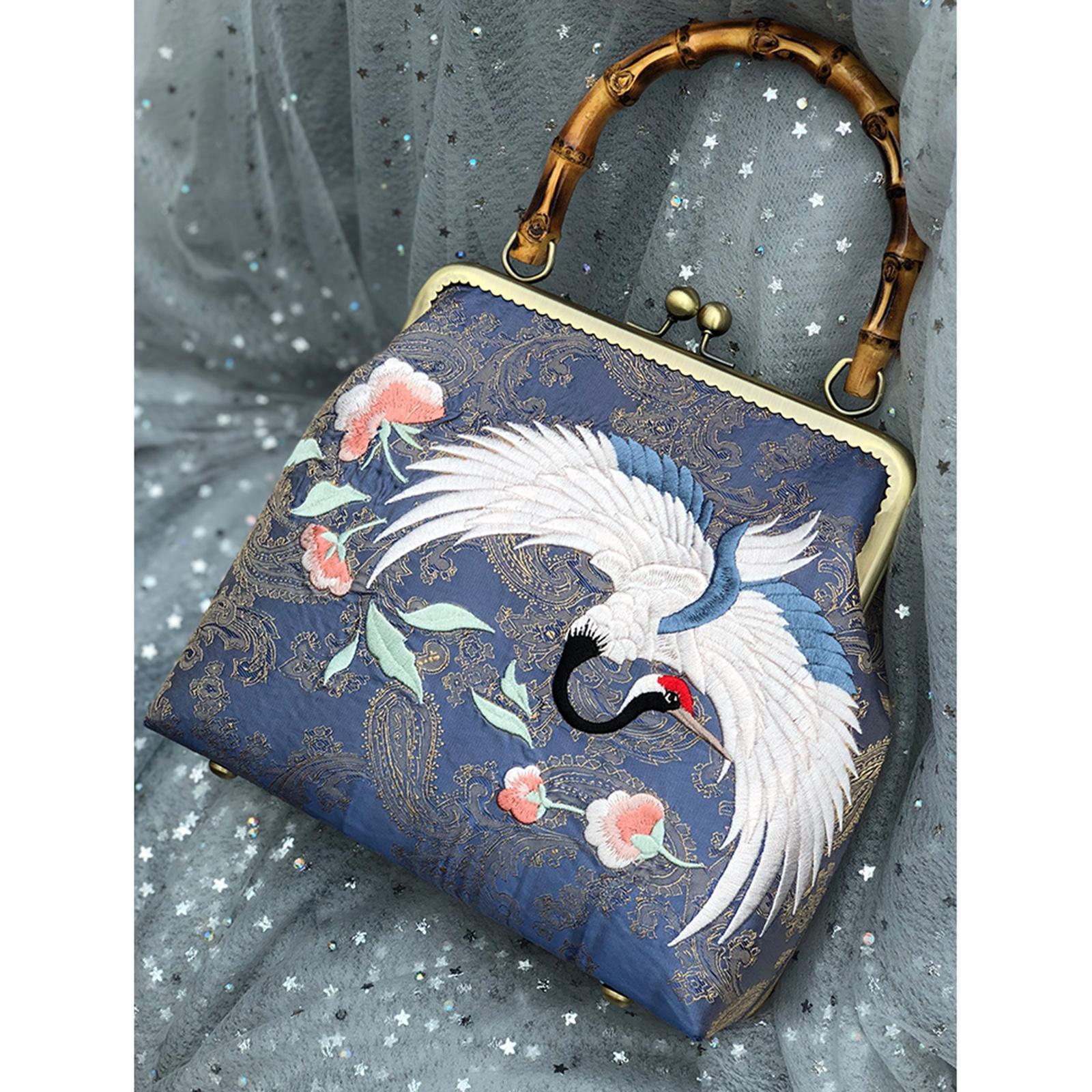 Metal Purse Handbag Frame with Handle Kiss Clasp Lock Supplies Wooden Handle