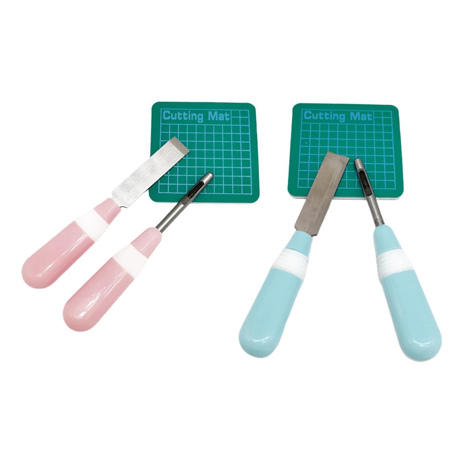 3x Portable Sewing Buttonhole Cutter Set Eyehole Cutting Tool Puncher Pink