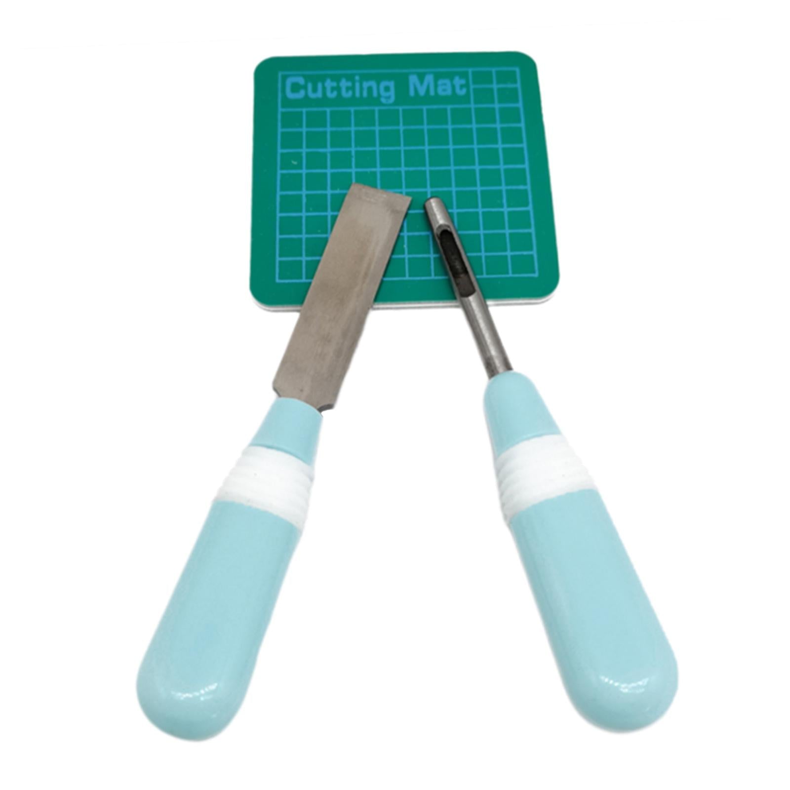 3x Portable Sewing Buttonhole Cutter Set Eyehole Cutting Tool Puncher Blue