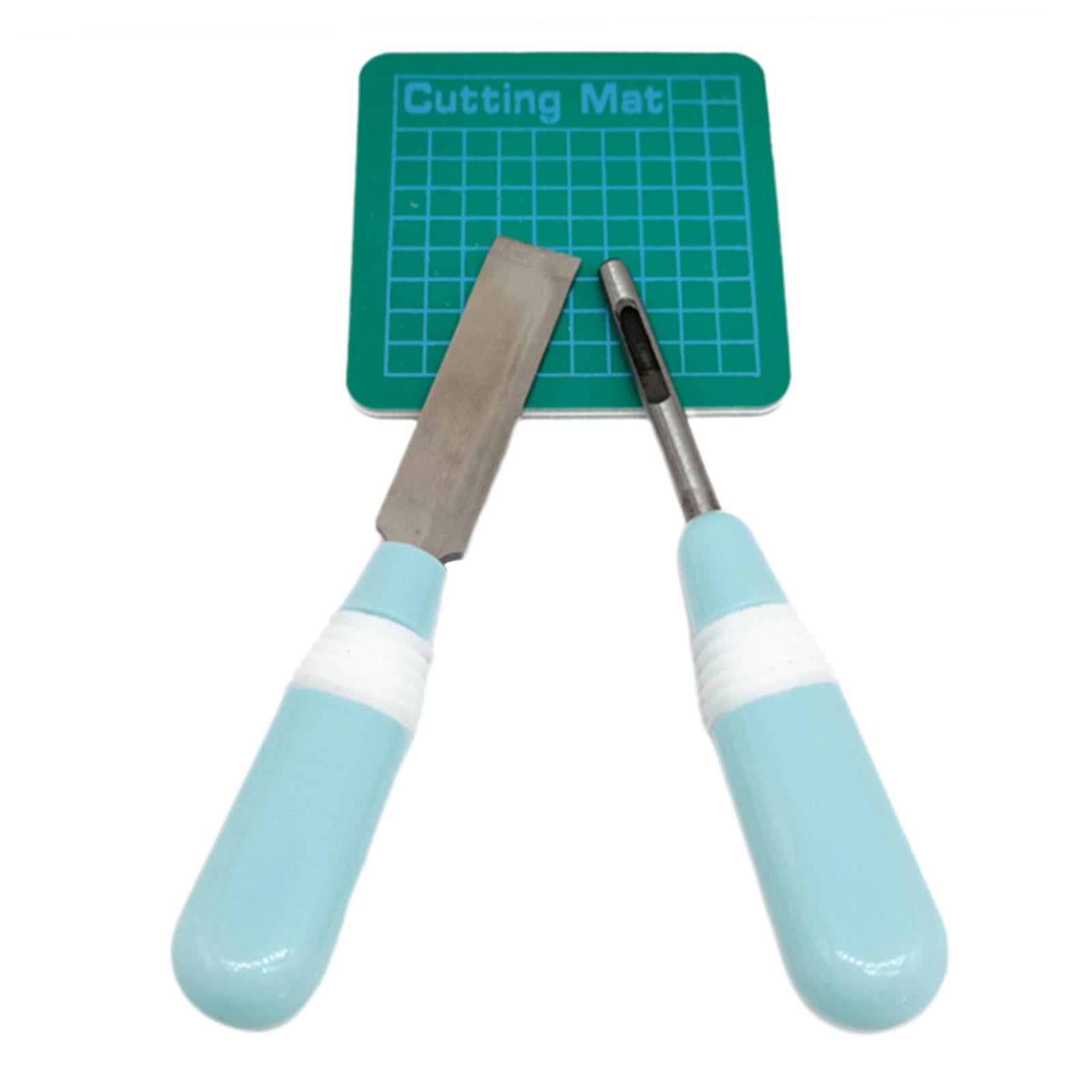 3x Portable Sewing Buttonhole Cutter Set Eyehole Cutting Tool Puncher Blue