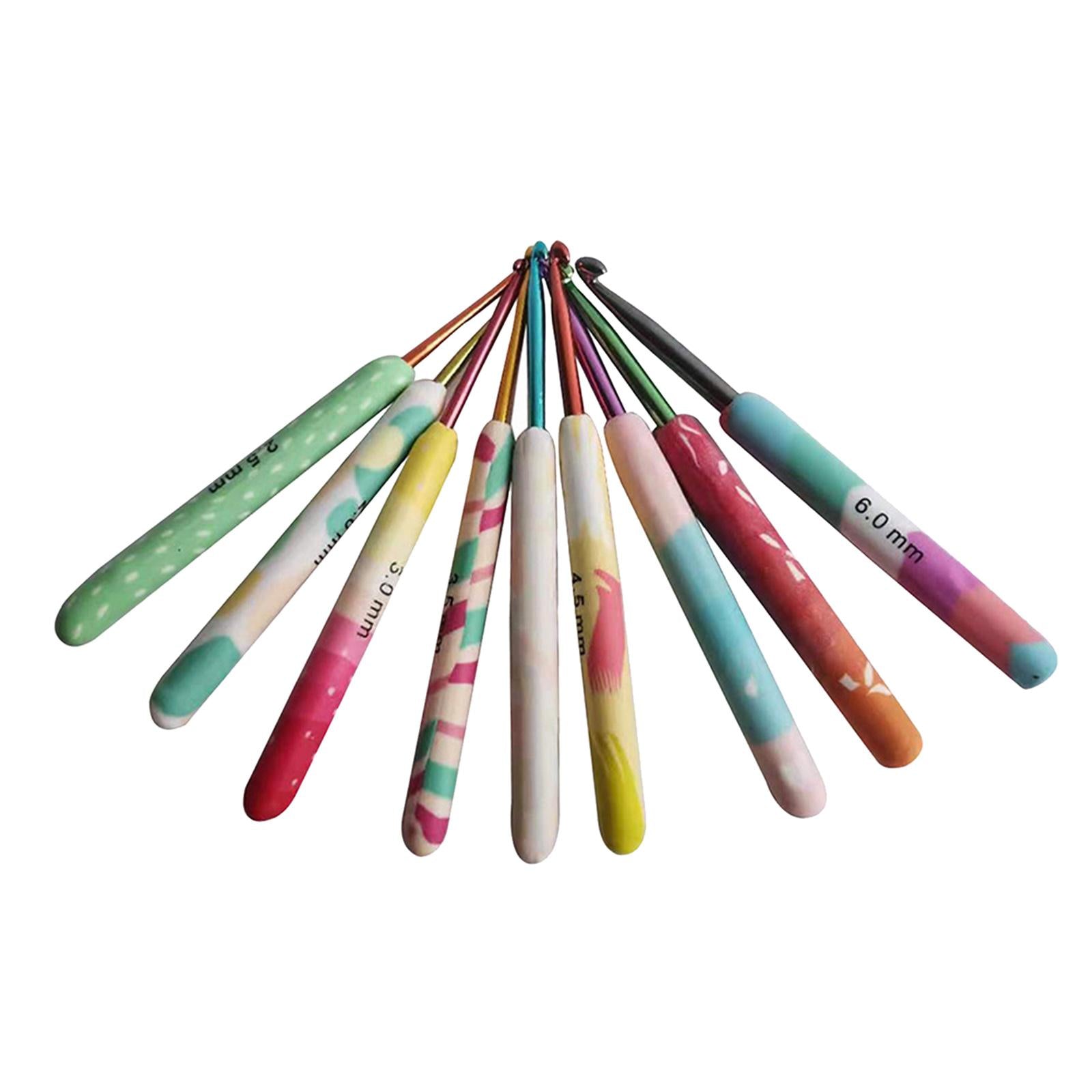 9Pcs Aluminium Crochet Hooks Needles Yarn Knitting Hooks 2-6mm Sewing Tools