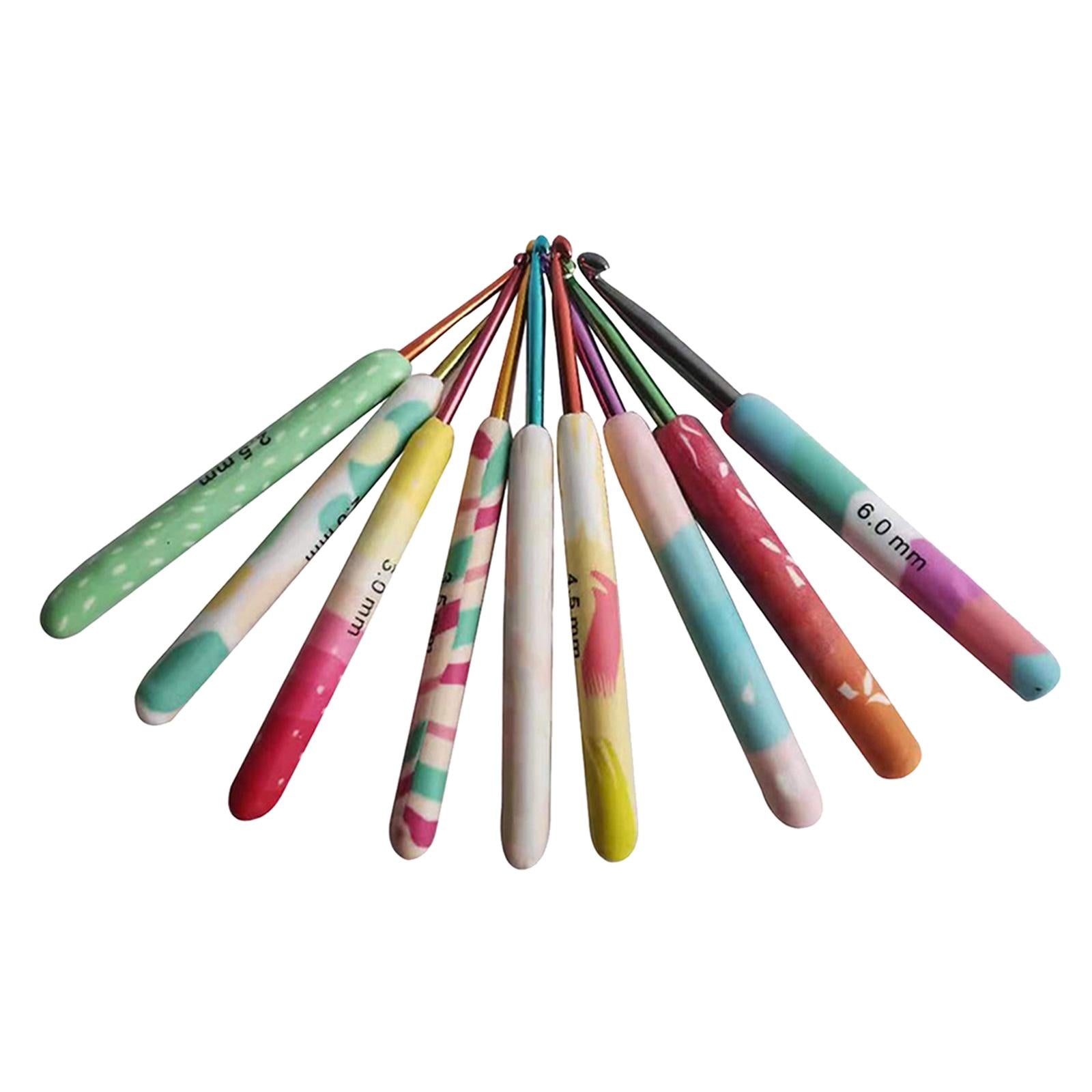 9Pcs Aluminium Crochet Hooks Needles Yarn Knitting Hooks 2-6mm Sewing Tools