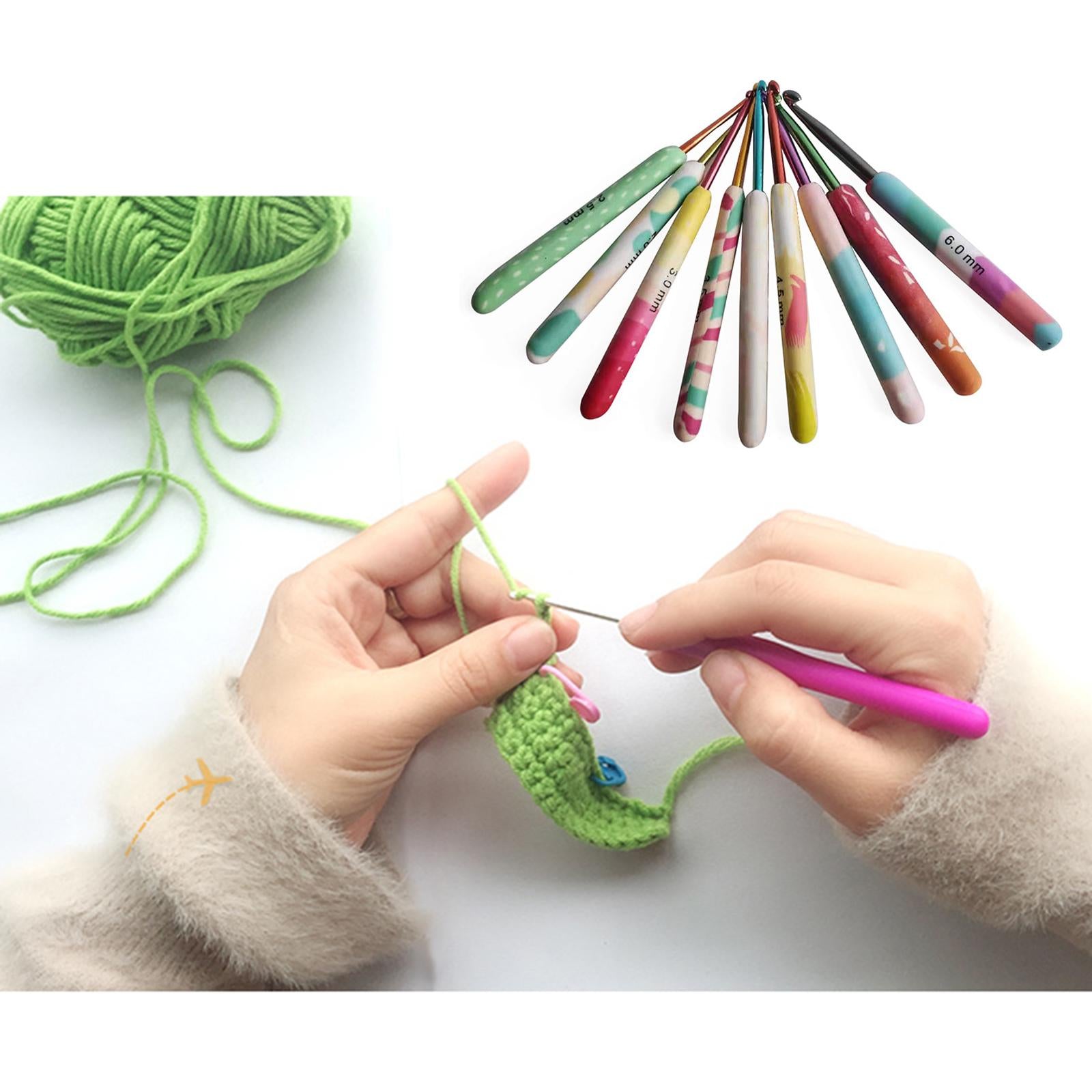 9Pcs Aluminium Crochet Hooks Needles Yarn Knitting Hooks 2-6mm Sewing Tools