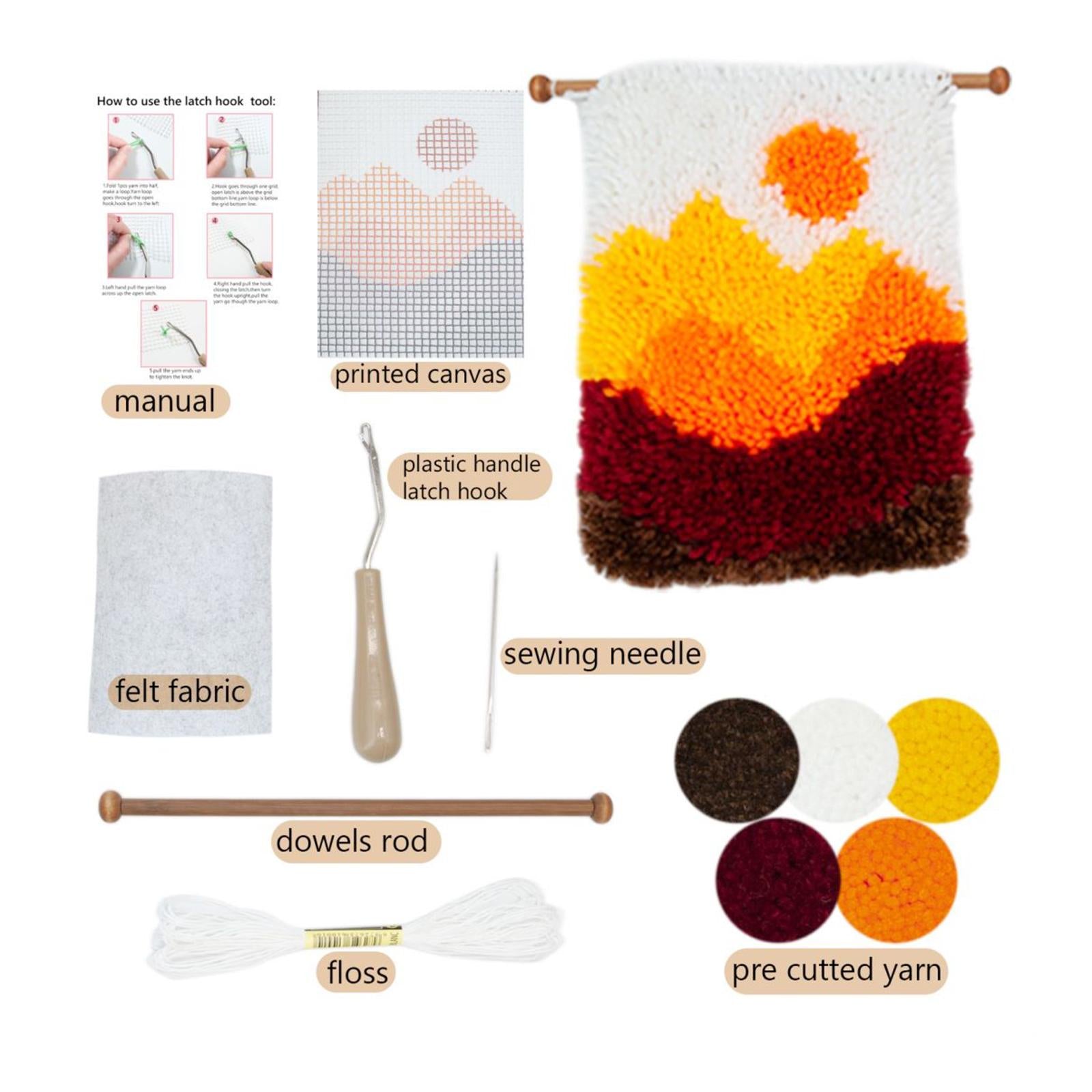 Cartoon Latch Hook Tapestry Carpets Cushion Mat Kits for Beginners Mountain
