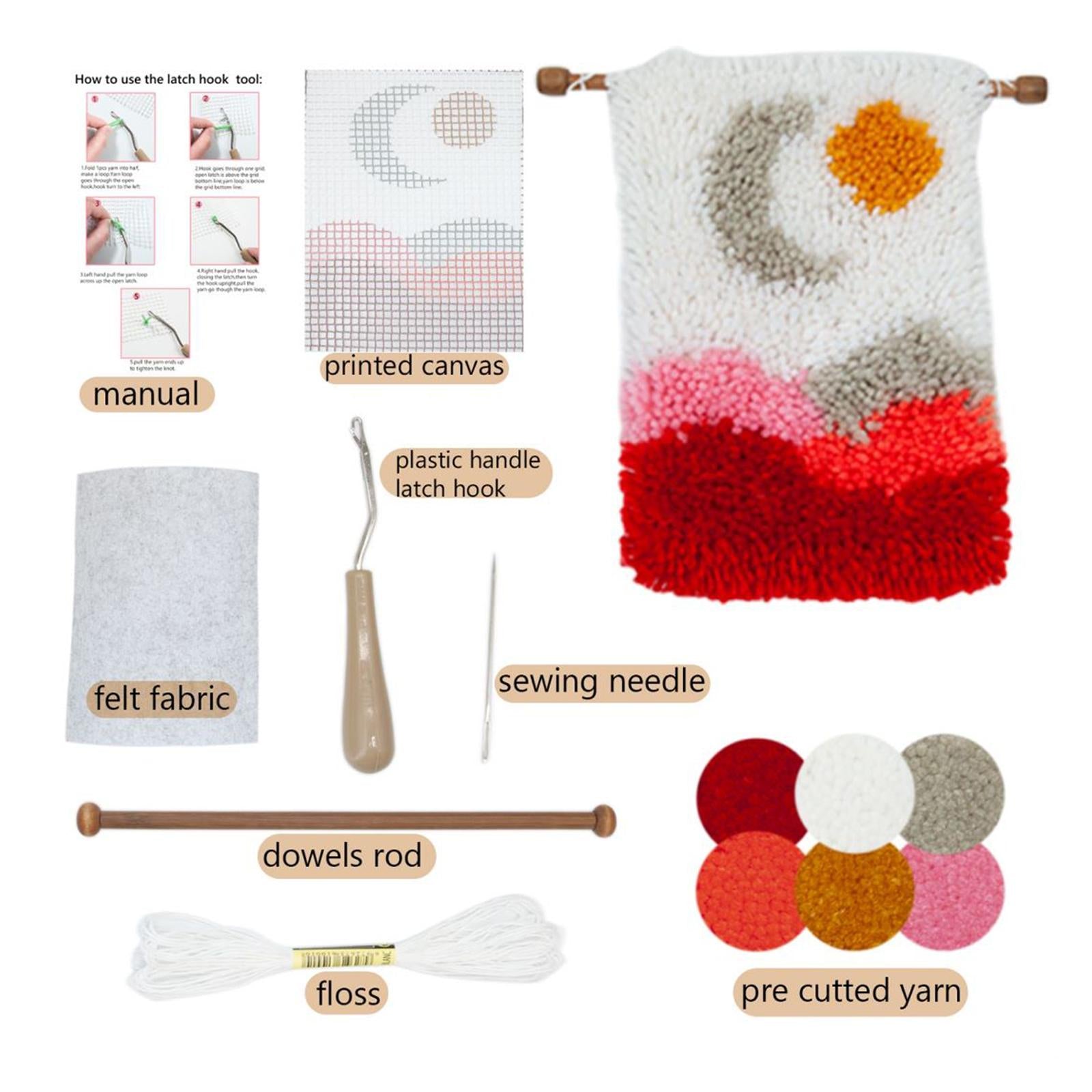 Cartoon Latch Hook Tapestry Carpets Cushion Mat Kits for Beginners Sun Moon