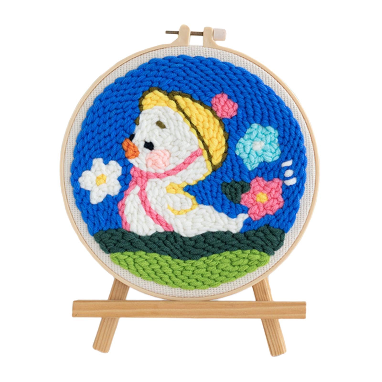 Punch Needle Kits with Basic Tools Soft Yarn Hand Craft 6 inch Duck