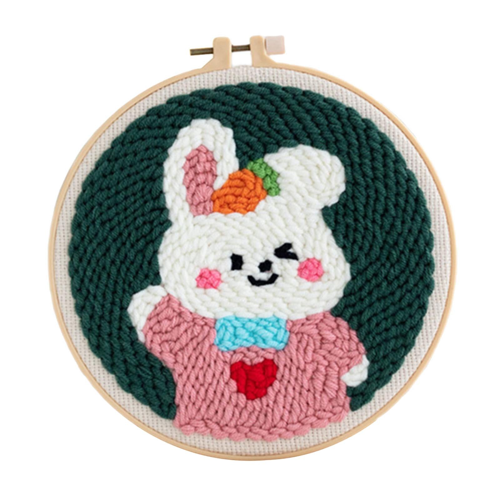 Punch Needle Kits with Basic Tools Soft Yarn Hand Craft 6 inch Rabbit