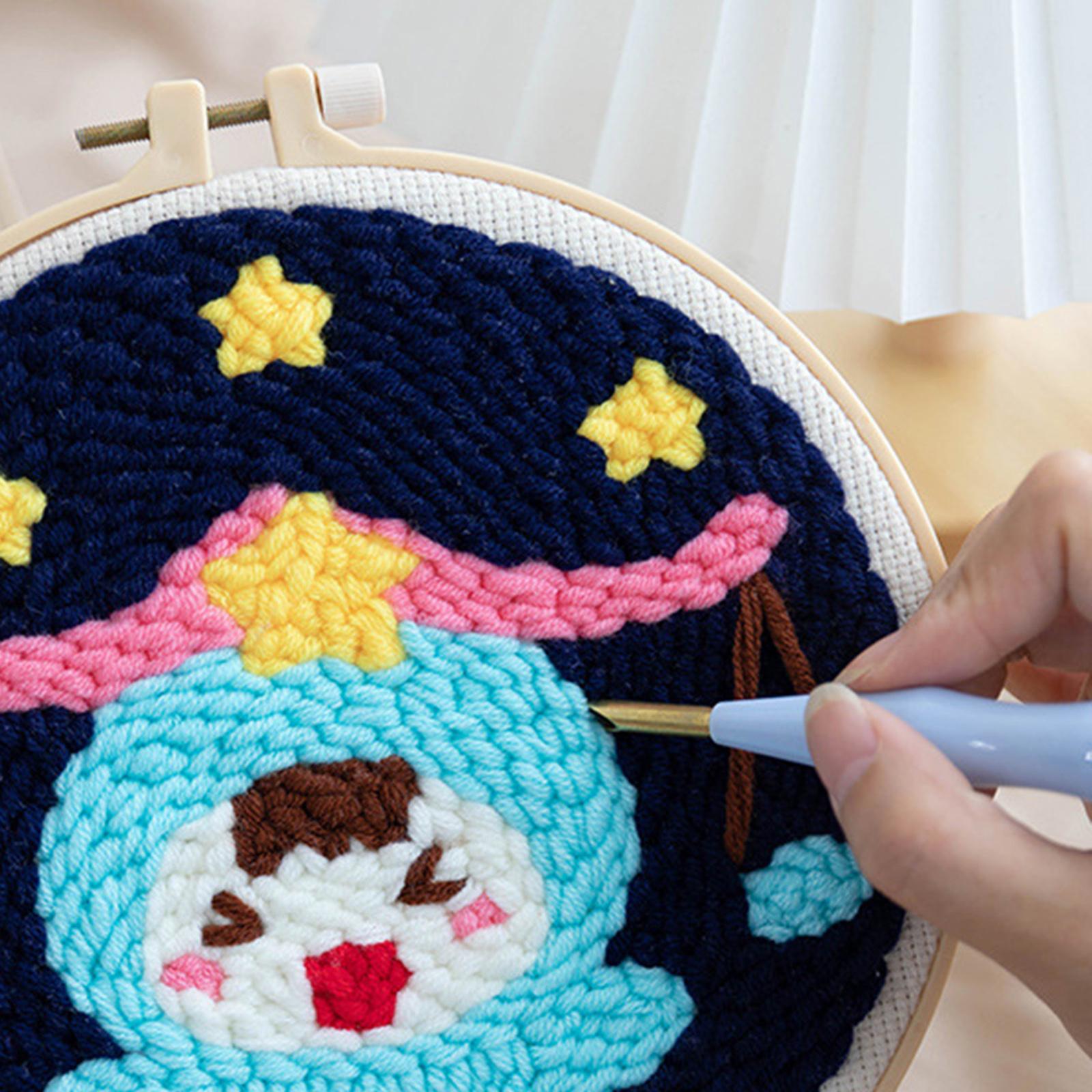 Punch Needle Kits with Basic Tools Soft Yarn Hand Craft 6 inch Libra