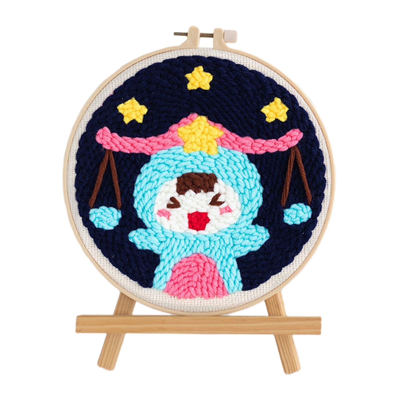 Punch Needle Kits with Basic Tools Soft Yarn Hand Craft 6 inch Libra