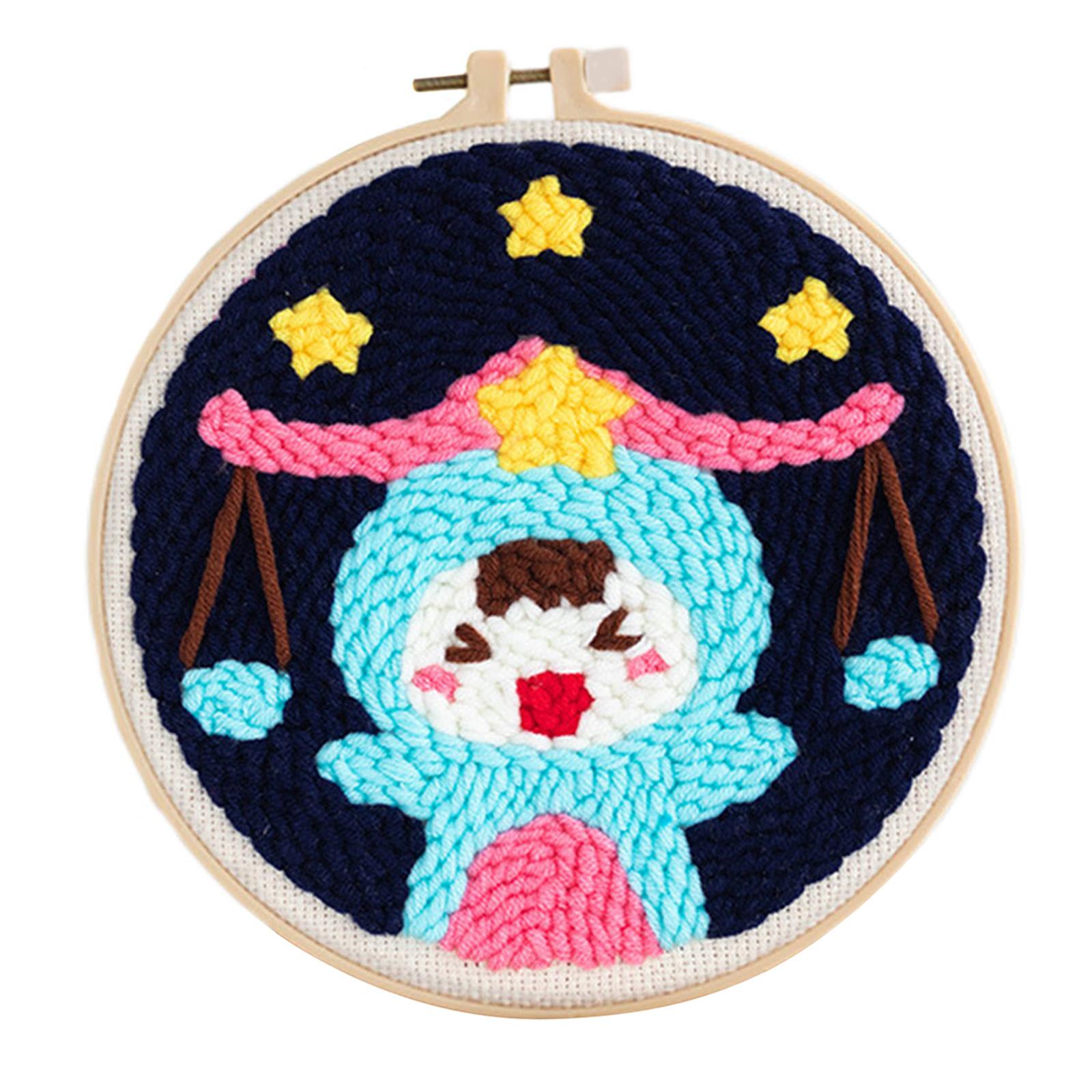 Punch Needle Kits with Basic Tools Soft Yarn Hand Craft 6 inch Libra