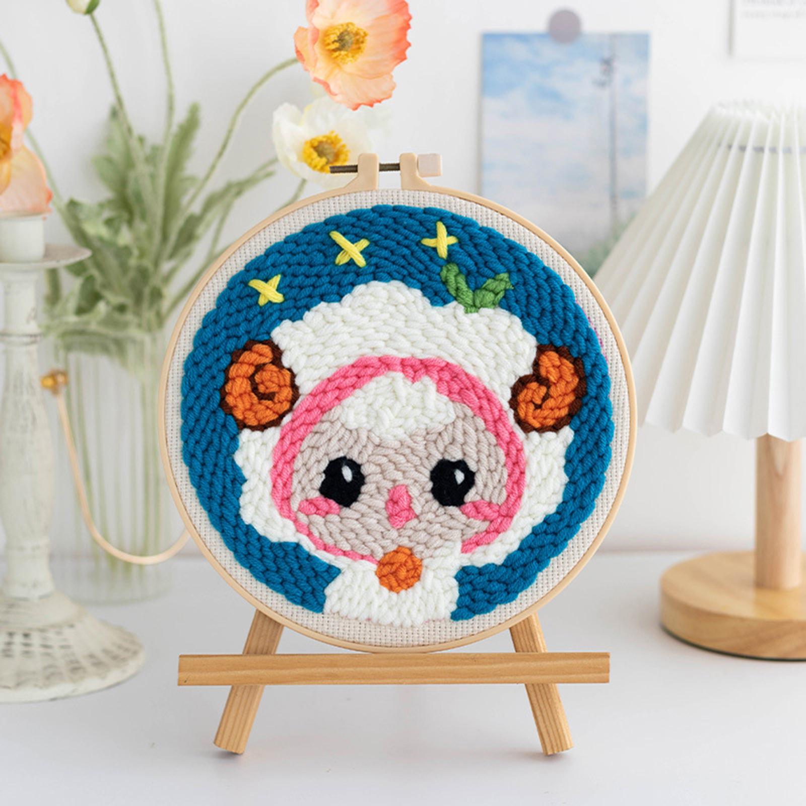 Punch Needle Kits with Basic Tools Soft Yarn Hand Craft 6 inch Sheep