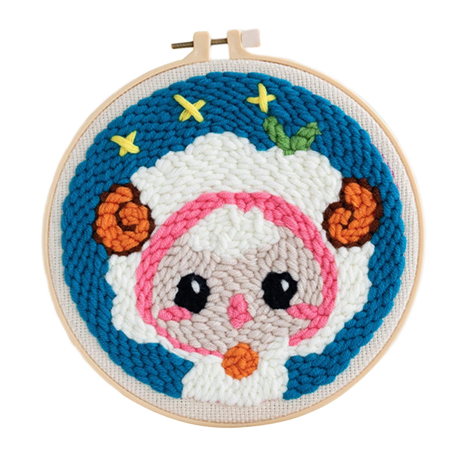 Punch Needle Kits with Basic Tools Soft Yarn Hand Craft 6 inch Sheep