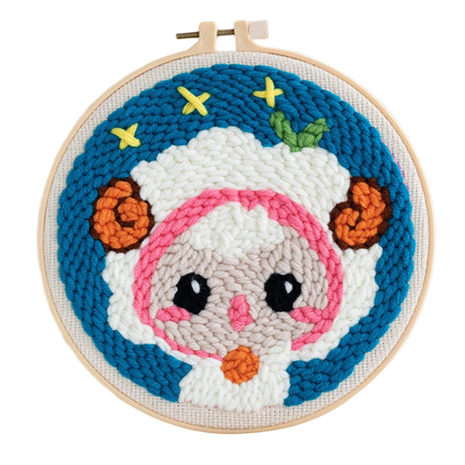 Punch Needle Kits with Basic Tools Soft Yarn Hand Craft 6 inch Sheep