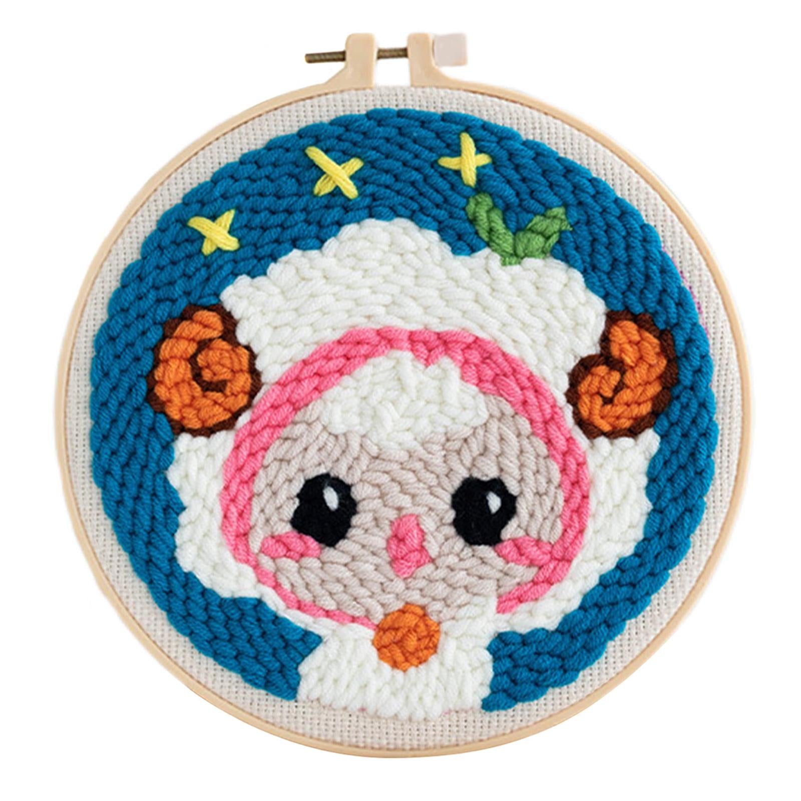 Punch Needle Kits with Basic Tools Soft Yarn Hand Craft 6 inch Sheep