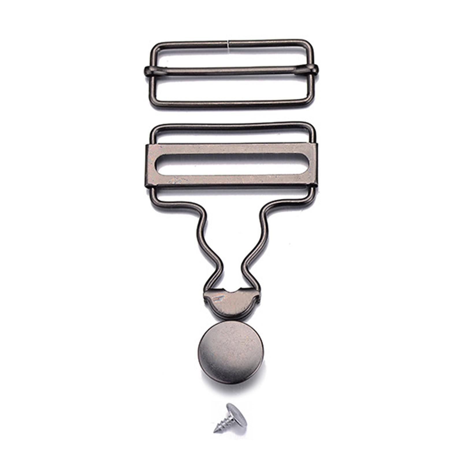 12Set Metal Fasteners Clip Brace Buckles Suspenders Buckles with Slider 32mm