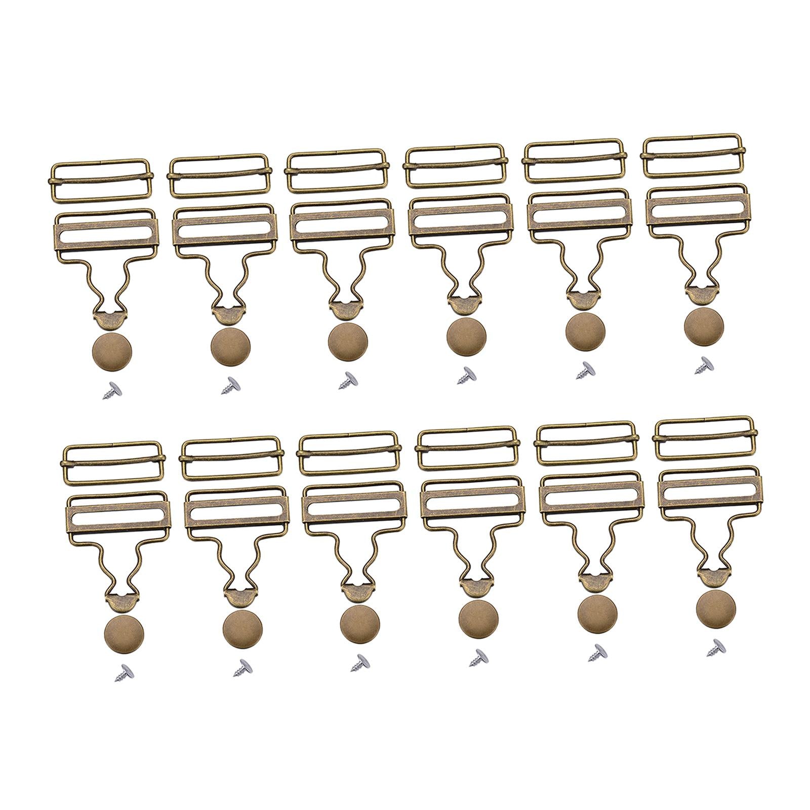 12x Metal Slider Fasteners Clip Brace Buckles Suspenders Buckles 4cm