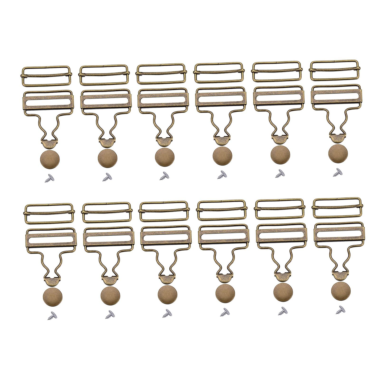 12x Metal Slider Fasteners Clip Brace Buckles Suspenders Buckles 4cm