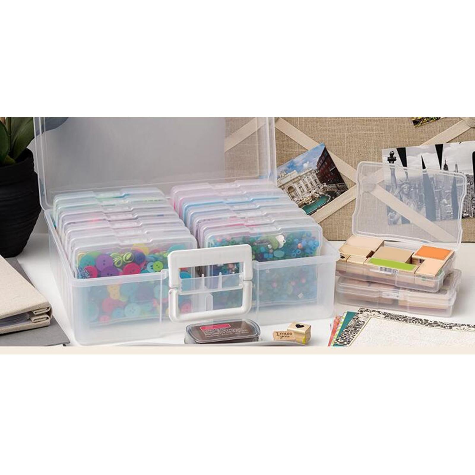 Photo Storage Box 4x6 Crafts Seeds Stickers Cards Case Container White"