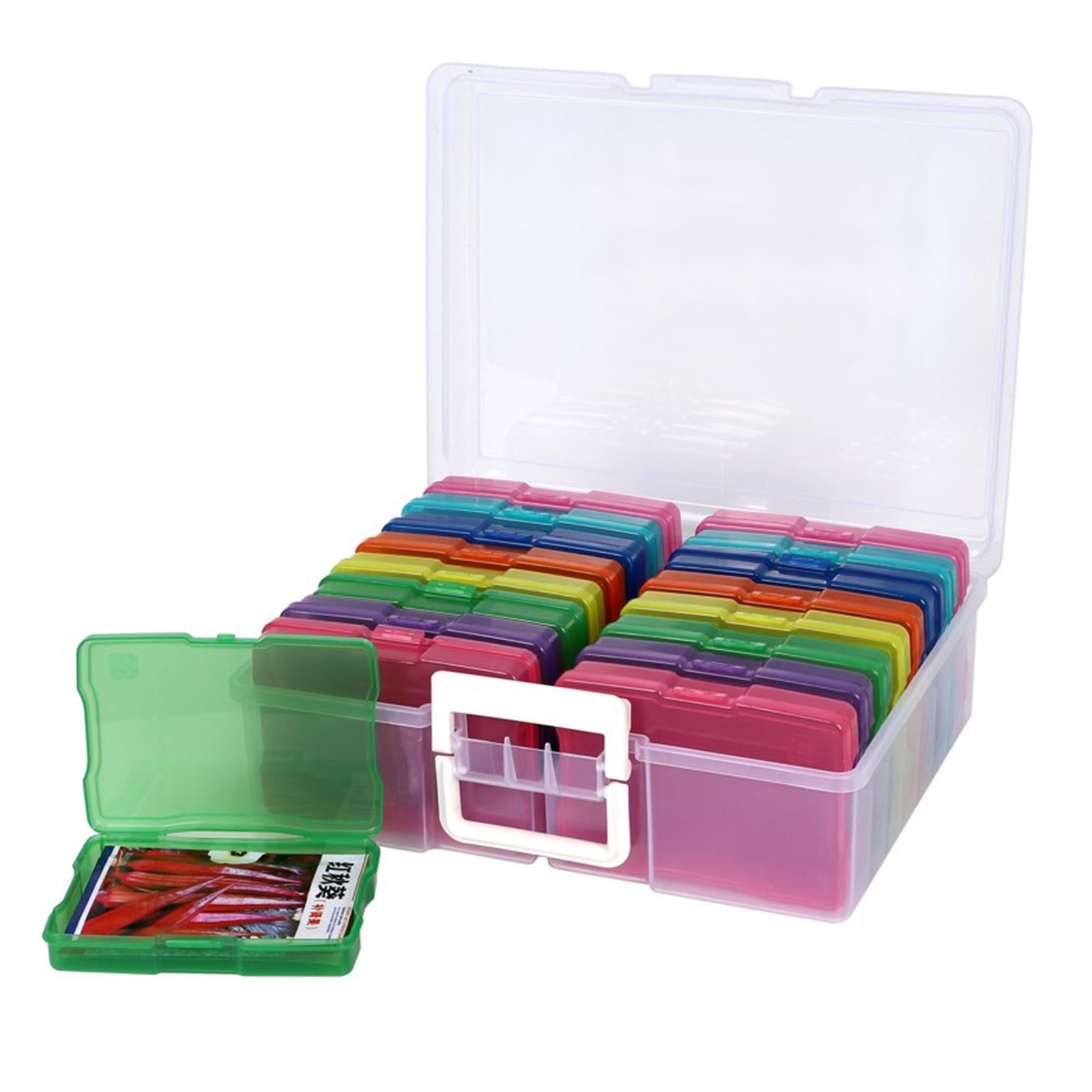 Photo Storage Box 4x6 Crafts Seeds Stickers Cards Case Container Colorful"