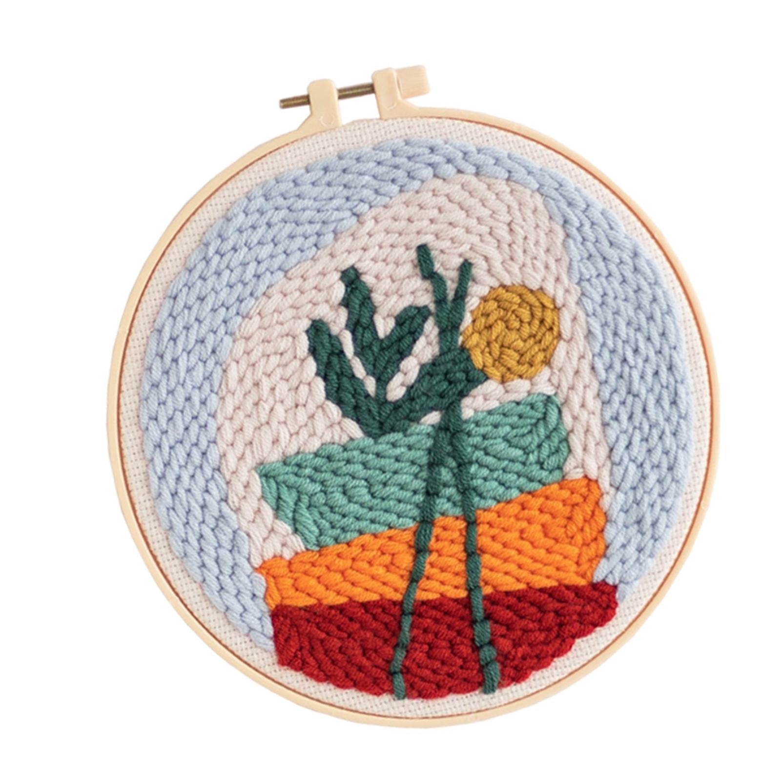 1 Set Punch Needle Embroidery Starter Kits DIY Needlecraft Cactus