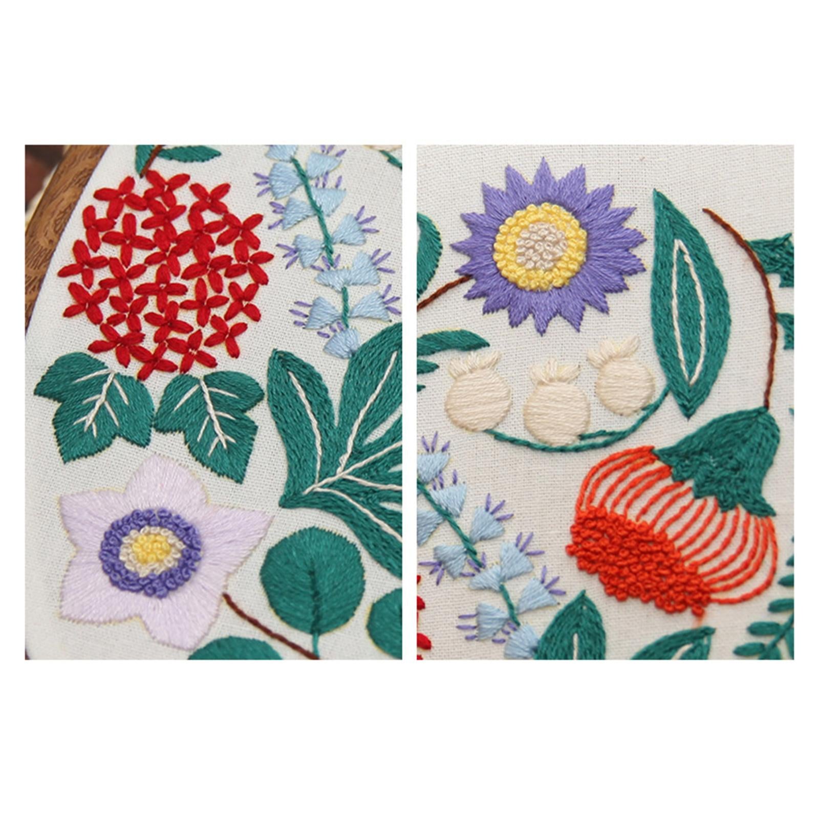 Handmade Cross Stitch Kit DIY Embroidery Sewing Tools Starter for Beginner Flower