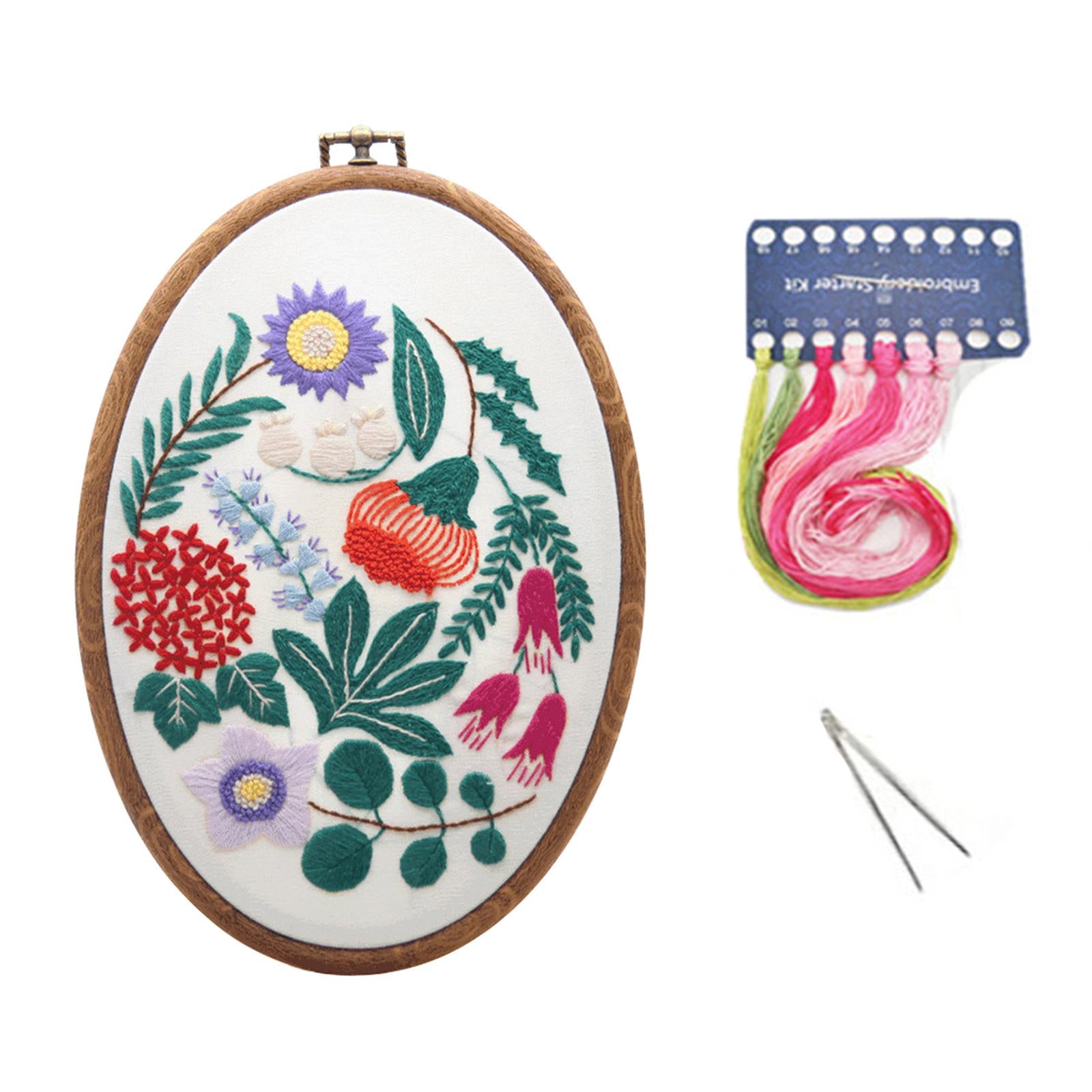 Handmade Cross Stitch Kit DIY Embroidery Sewing Tools Starter for Beginner Flower