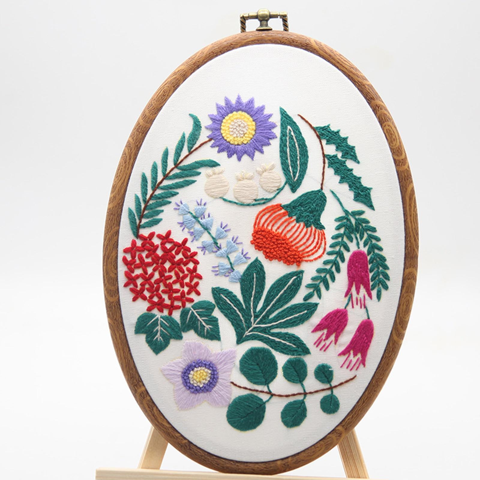 Handmade Cross Stitch Kit DIY Embroidery Sewing Tools Starter for Beginner Flower