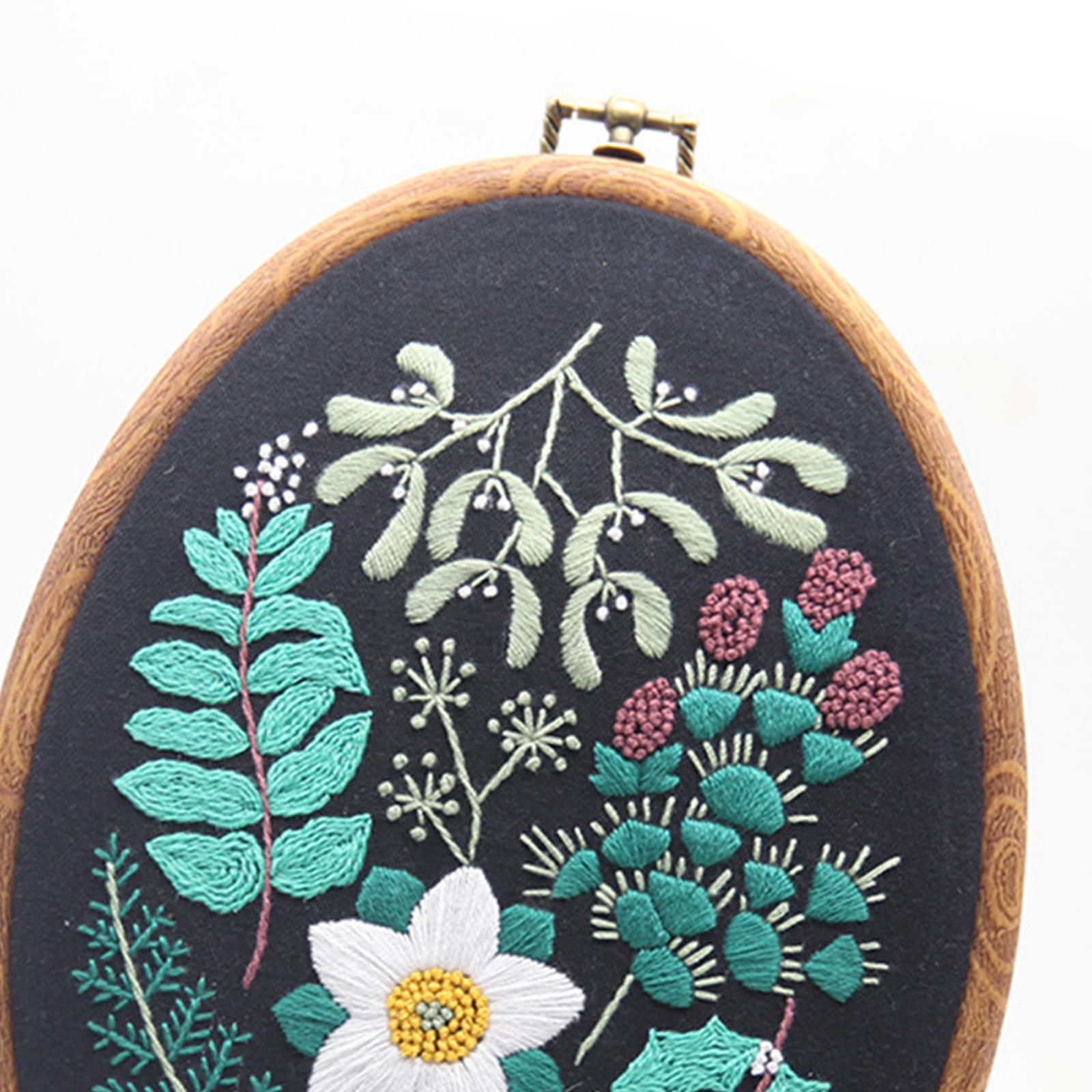 Handmade Cross Stitch Kit DIY Embroidery Sewing Tools Starter for Beginner Leaf