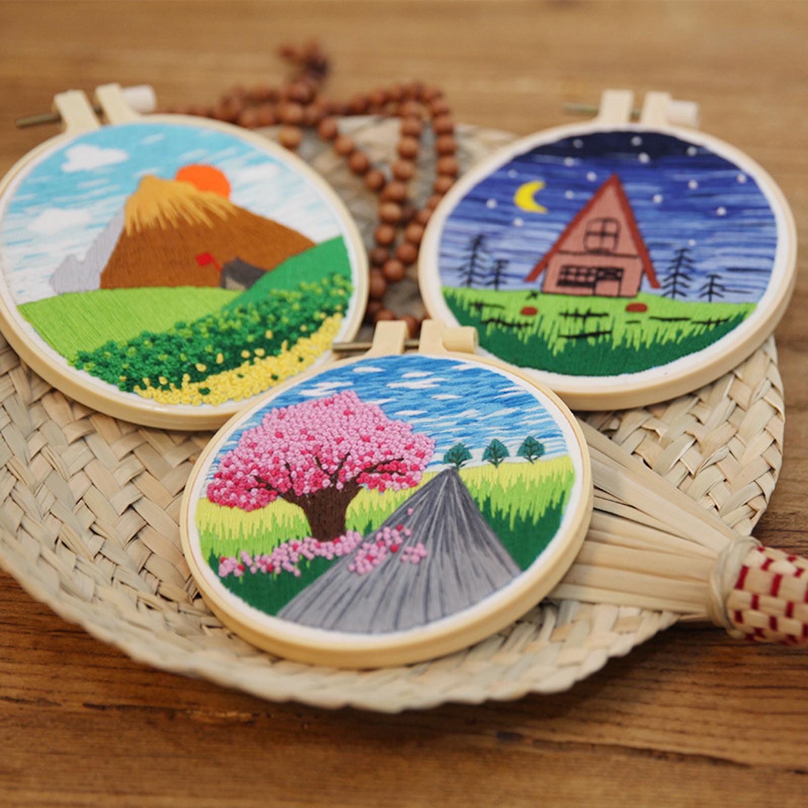 Cross Stitch Kit Home Sewing Fabric Hoop Art Making DIY Embroidery Adults Peach Blossom