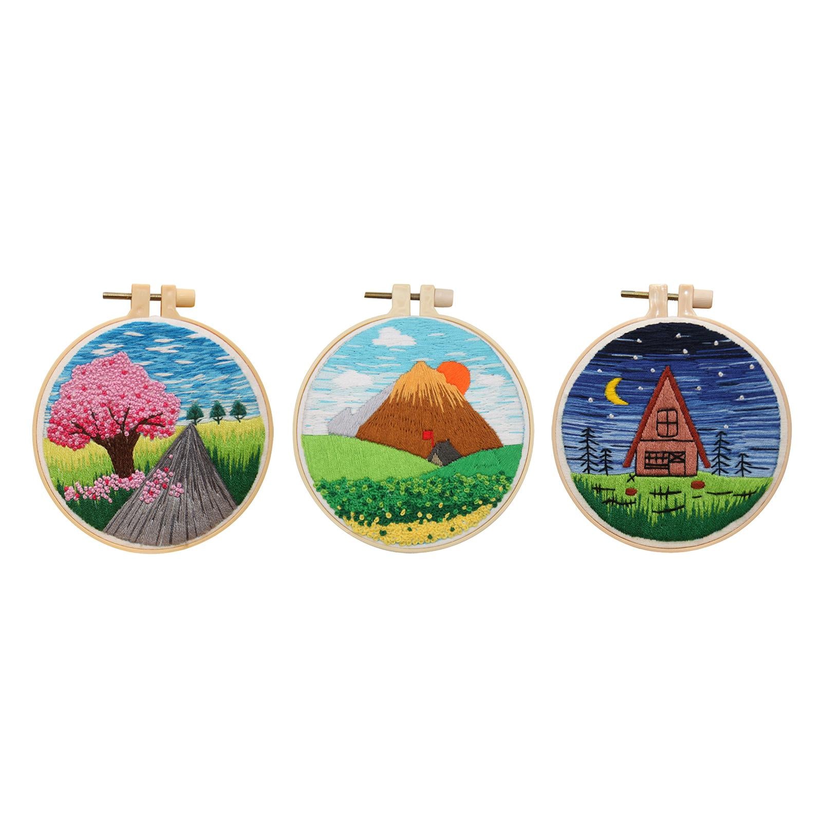 Cross Stitch Kit Home Sewing Fabric Hoop Art Making DIY Embroidery Adults Peach Blossom