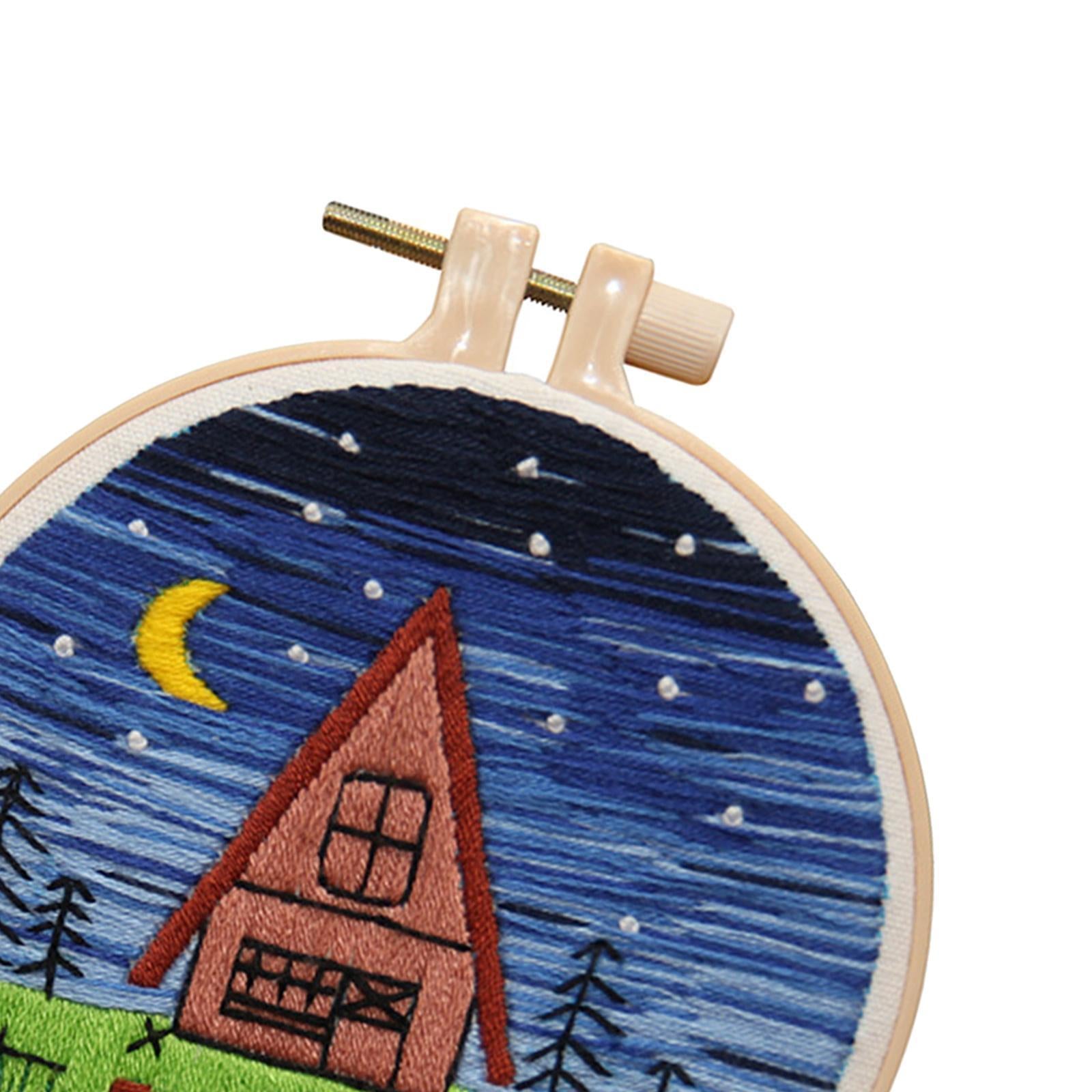 Cross Stitch Kit Home Sewing Fabric Hoop Art Making DIY Embroidery Adults Starry Night