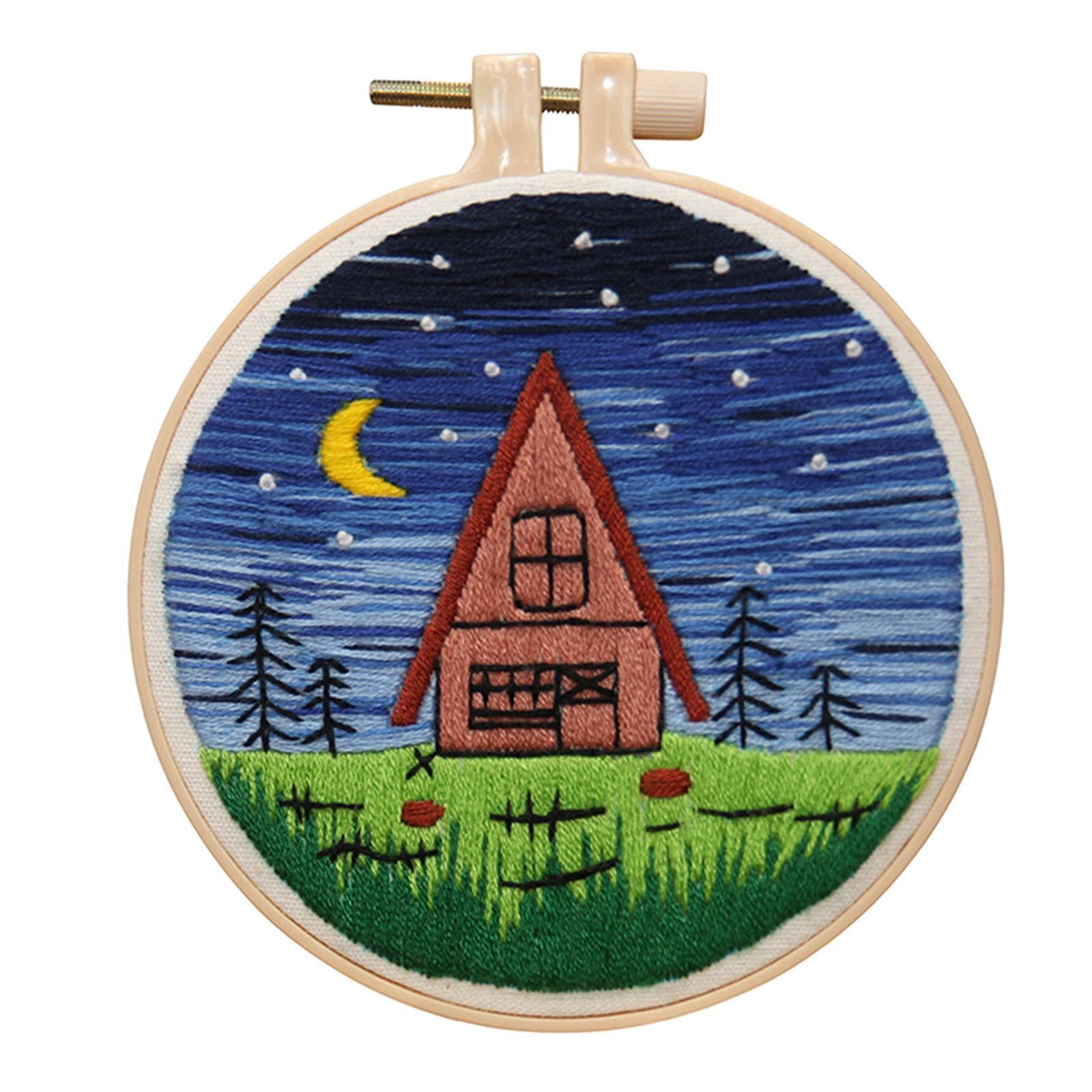 Cross Stitch Kit Home Sewing Fabric Hoop Art Making DIY Embroidery Adults Starry Night