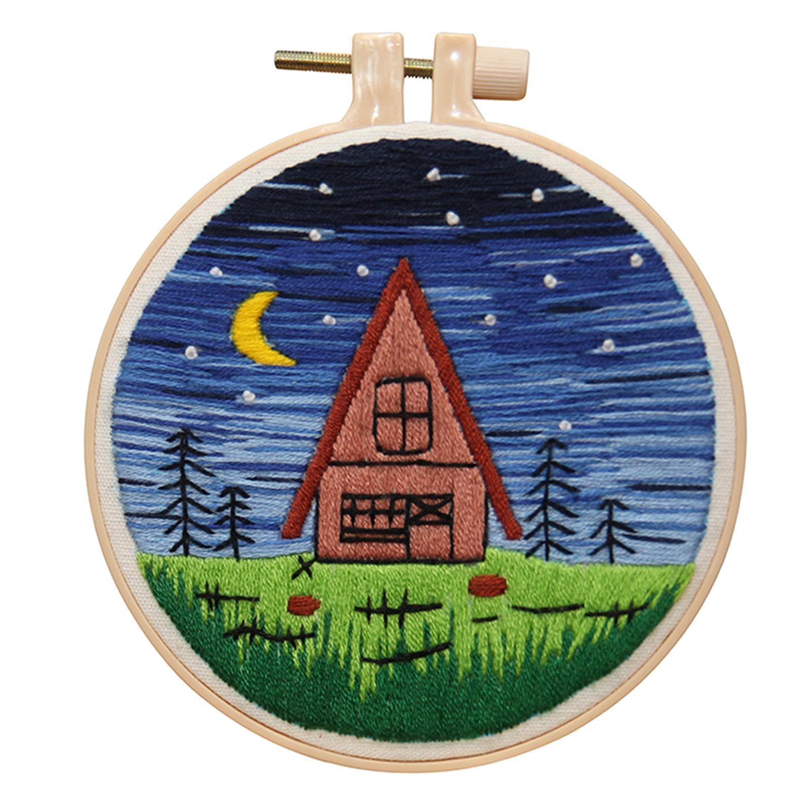 Cross Stitch Kit Home Sewing Fabric Hoop Art Making DIY Embroidery Adults Starry Night