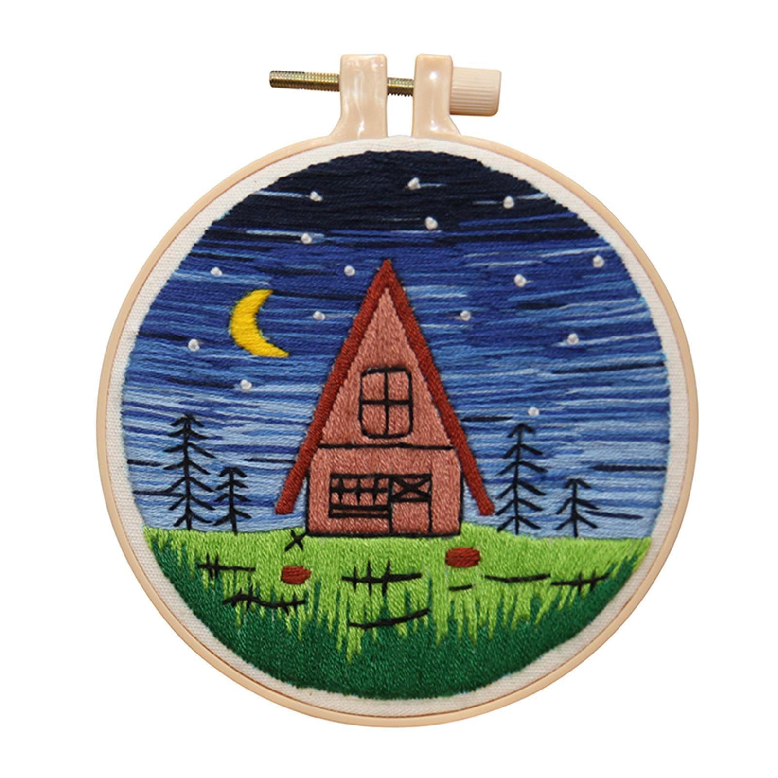 Cross Stitch Kit Home Sewing Fabric Hoop Art Making DIY Embroidery Adults Starry Night
