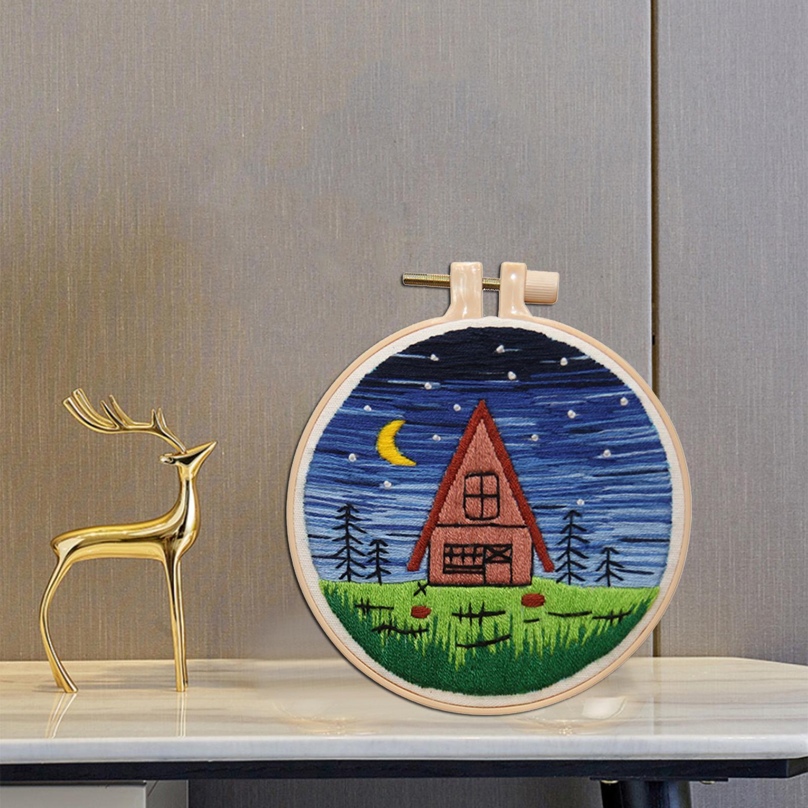 Cross Stitch Kit Home Sewing Fabric Hoop Art Making DIY Embroidery Adults Starry Night