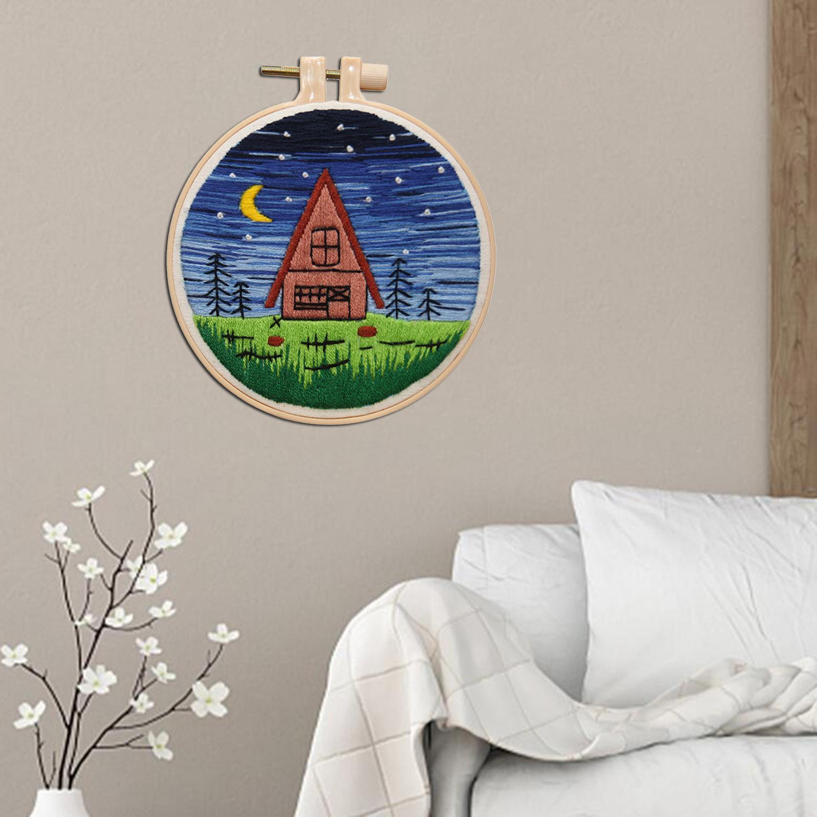 Cross Stitch Kit Home Sewing Fabric Hoop Art Making DIY Embroidery Adults Starry Night