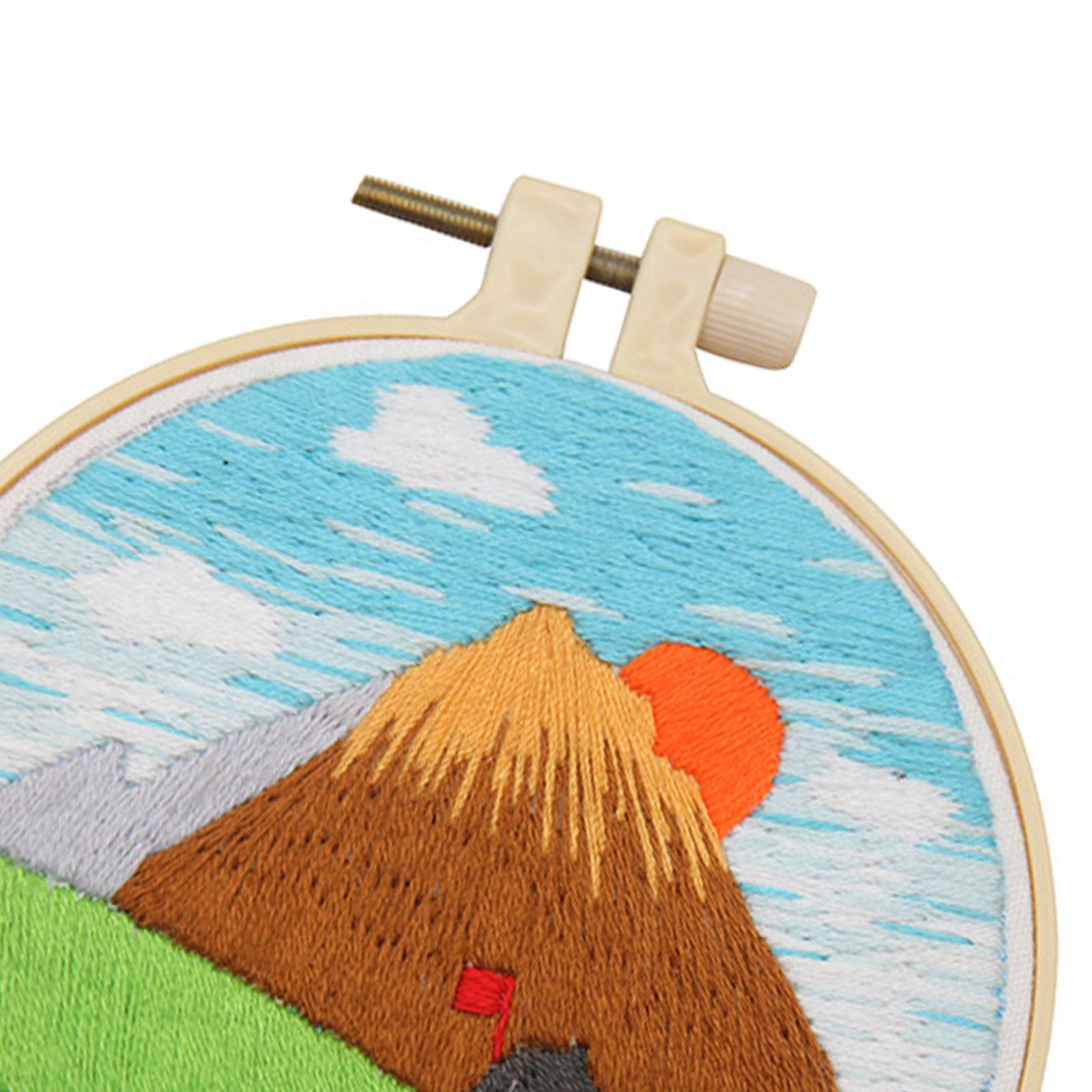 Cross Stitch Kit Home Sewing Fabric Hoop Art Making DIY Embroidery Adults Hut