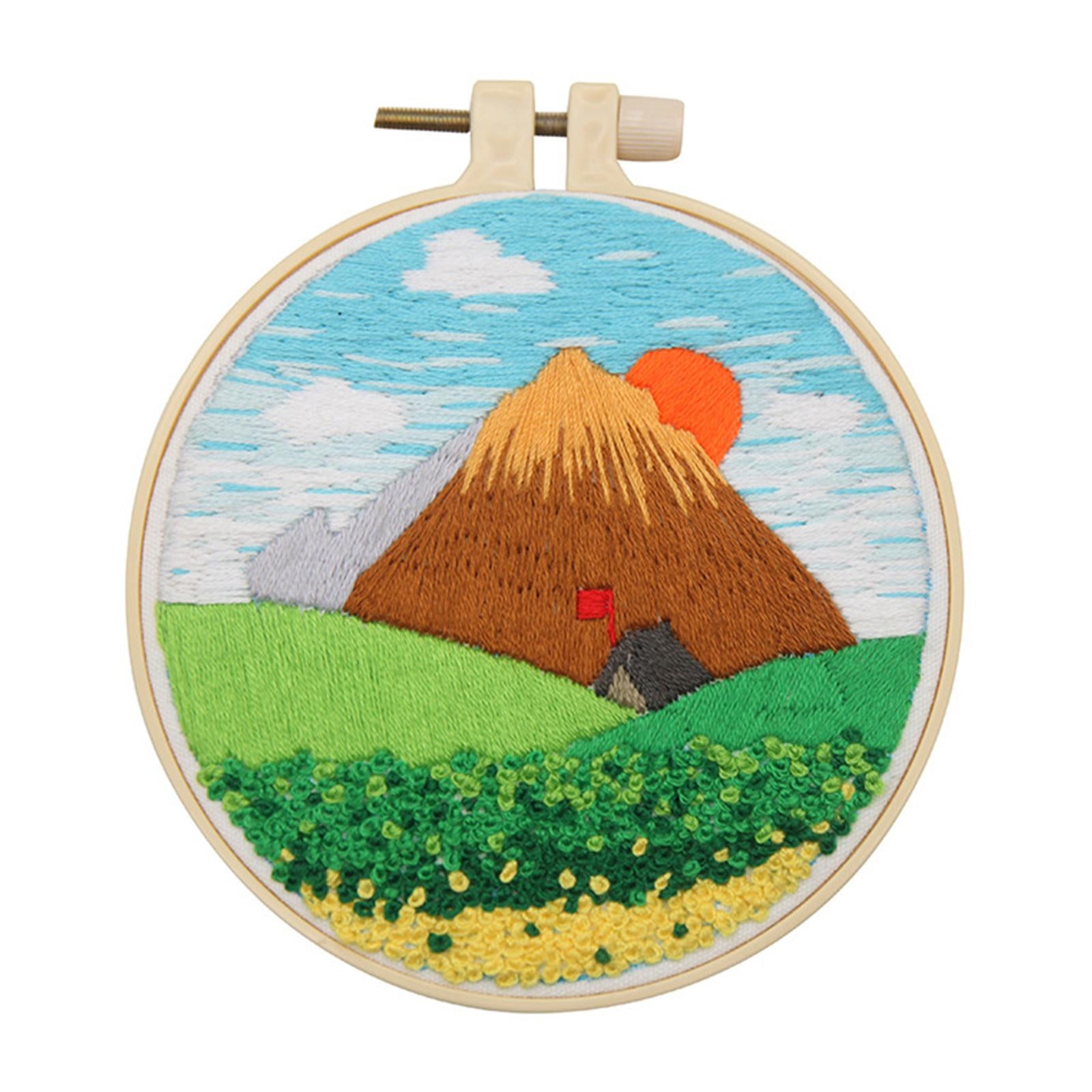 Cross Stitch Kit Home Sewing Fabric Hoop Art Making DIY Embroidery Adults Hut