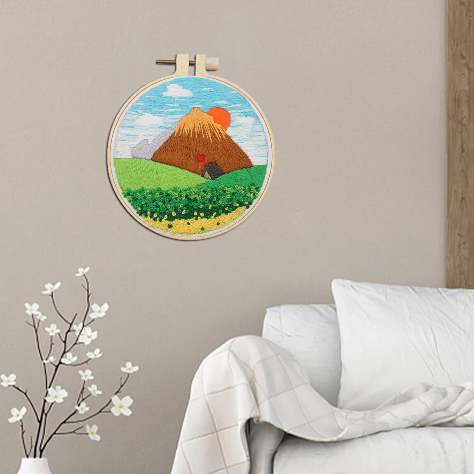 Cross Stitch Kit Home Sewing Fabric Hoop Art Making DIY Embroidery Adults Hut