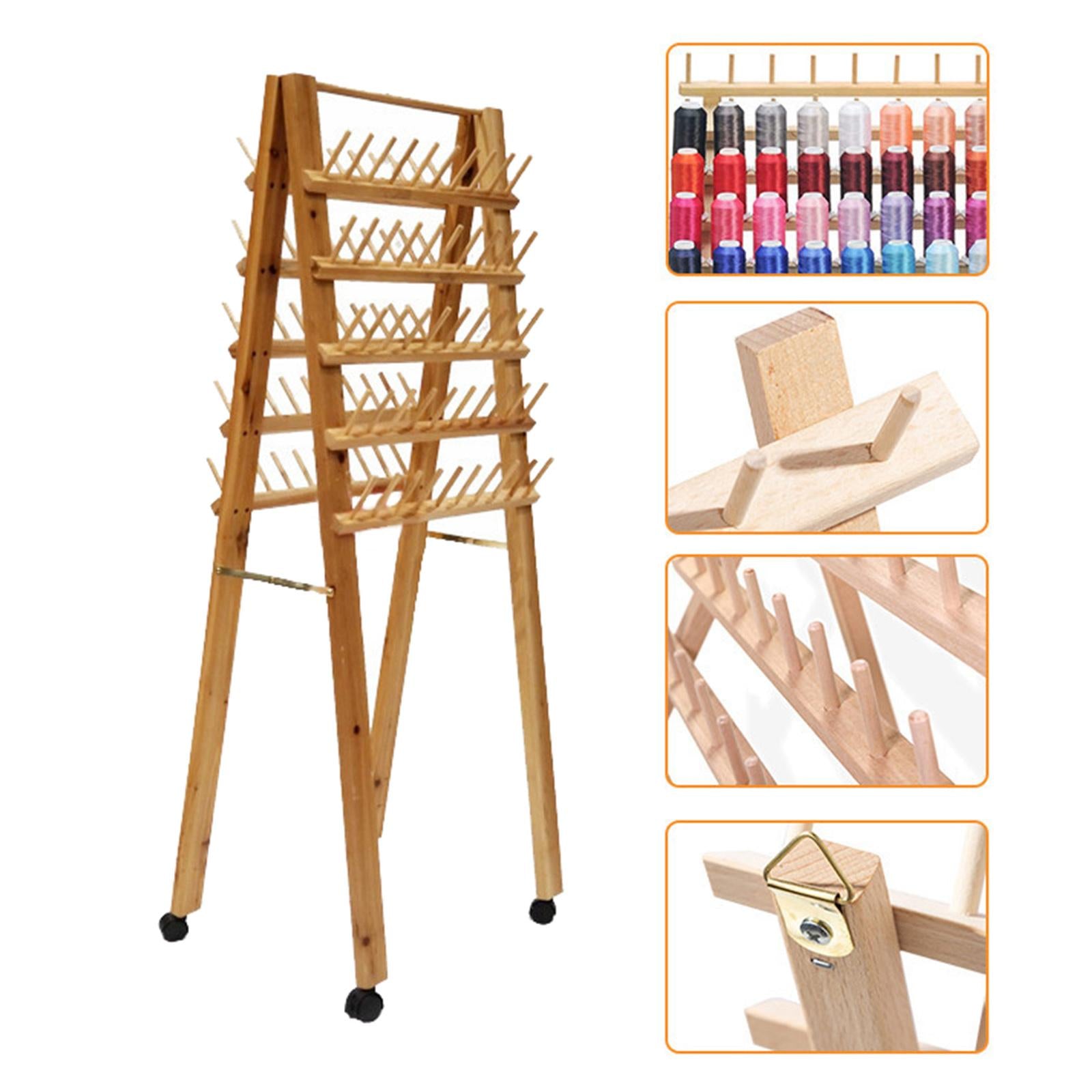 100 Spool Sewing Thread Rack Embroidery Cone Holder Wooden Wood color